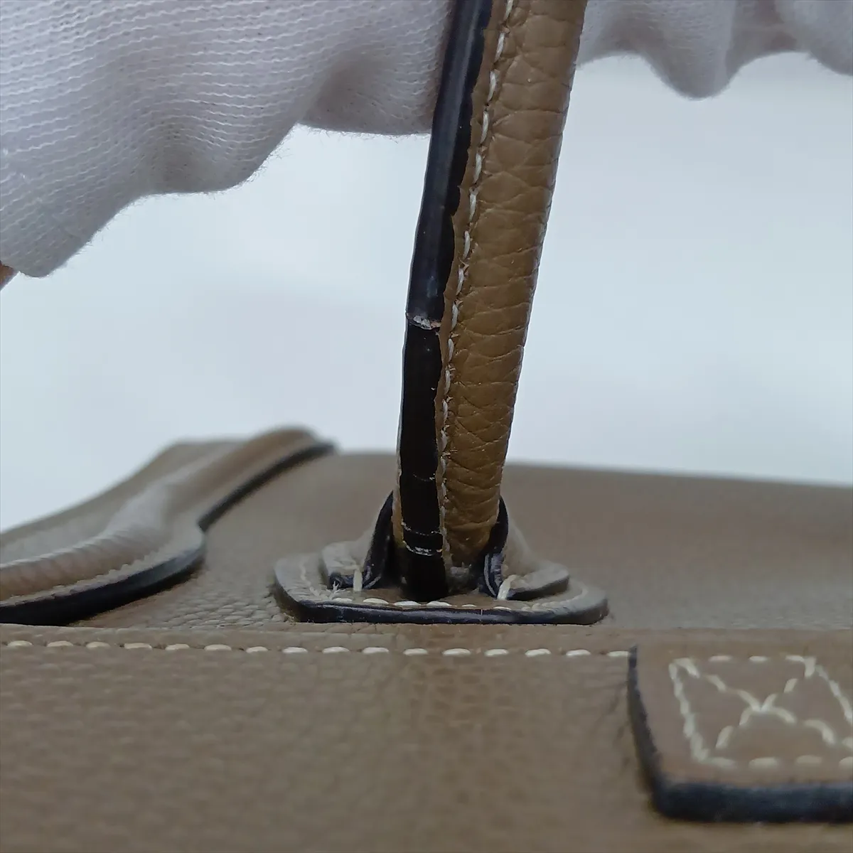 Luggage Nano Shopper Leather 2-Way Handbag, Beige — view 14