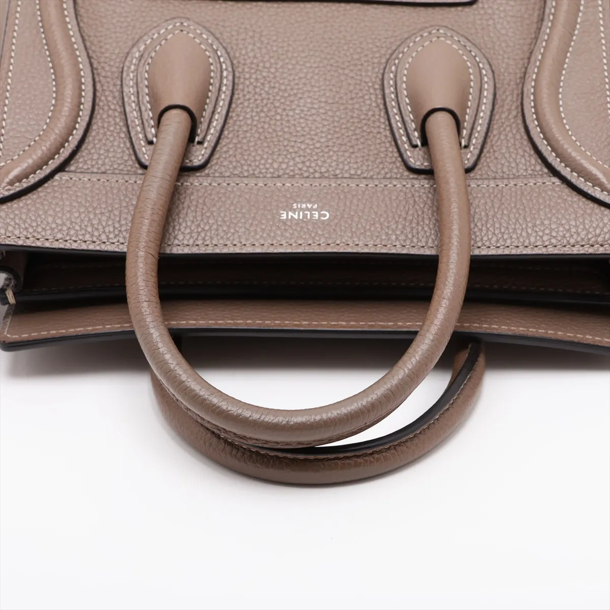Luggage Nano Shopper Leather 2-Way Handbag, Beige — view 5