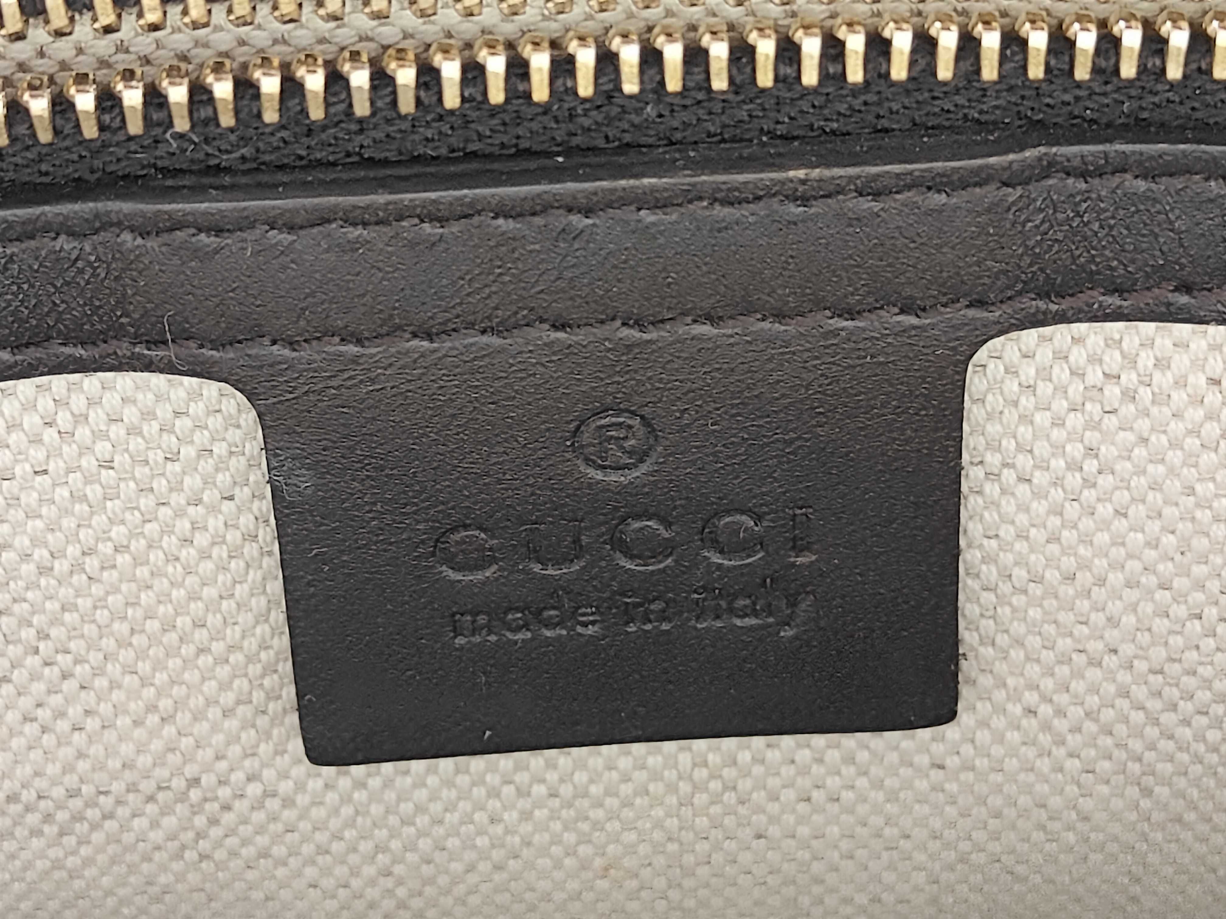 ID- GG Supreme Canvas & Cow Skin 2-Way Handbag Beige & Brown #247205 Boston Bag — view 14