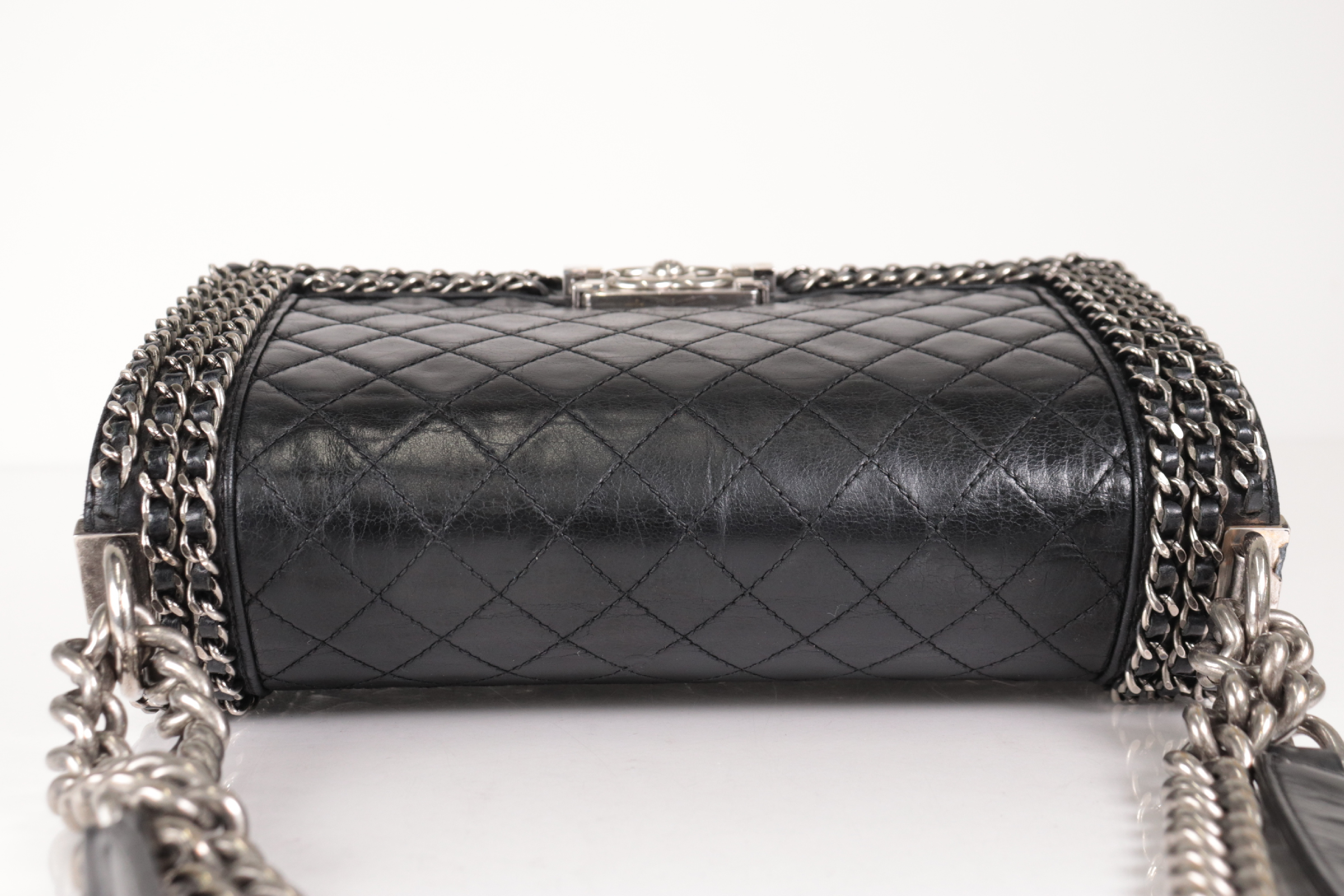 Boy Chanel Lambskin Chain Shoulder Bag with Silver Hardware, Serial Number 25 Series — view 7