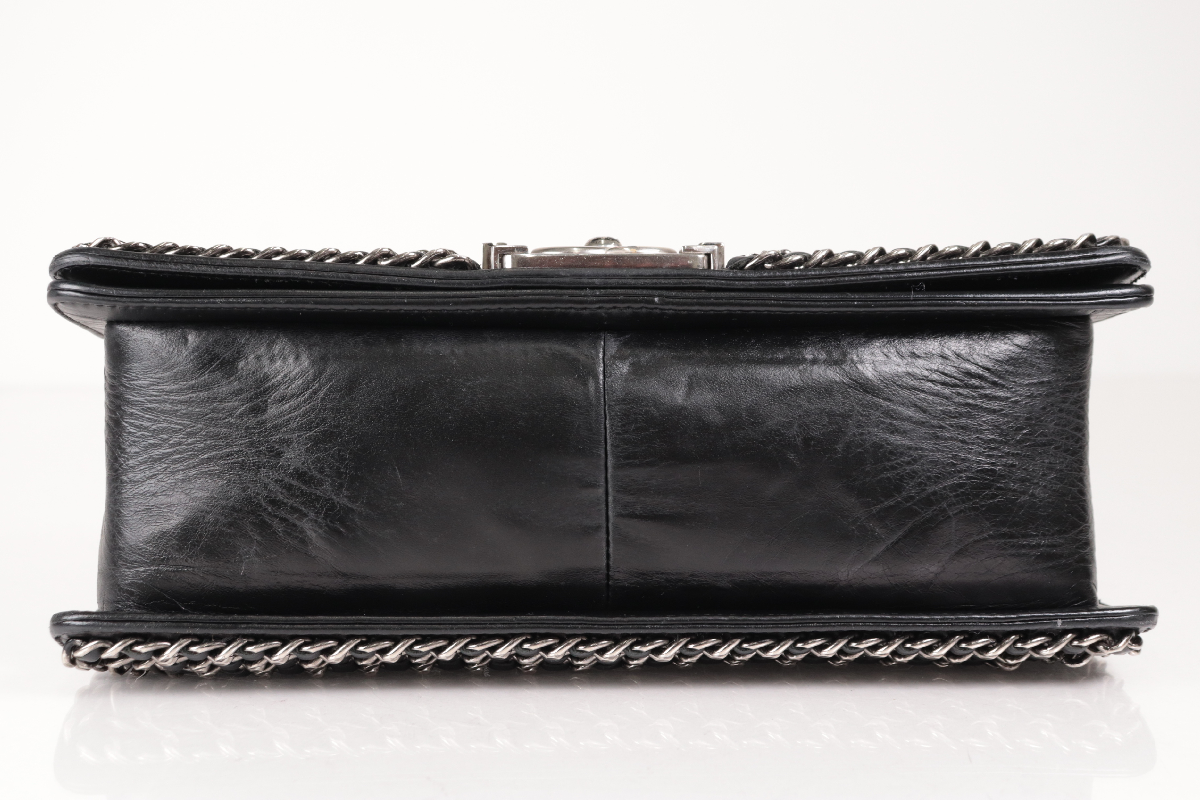 Boy Chanel Lambskin Chain Shoulder Bag with Silver Hardware, Serial Number 25 Series — view 8