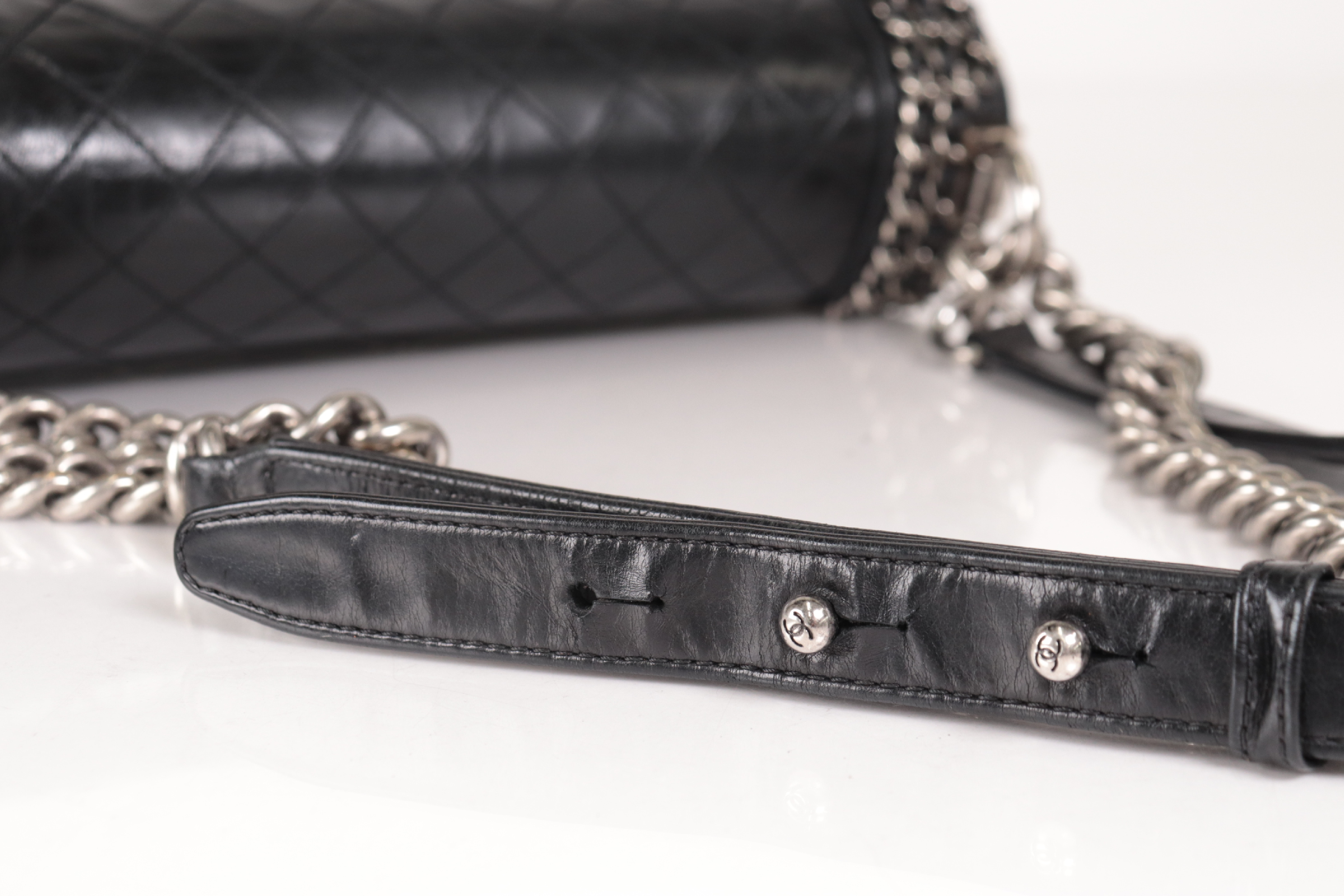 Boy Chanel Lambskin Chain Shoulder Bag with Silver Hardware, Serial Number 25 Series — view 9