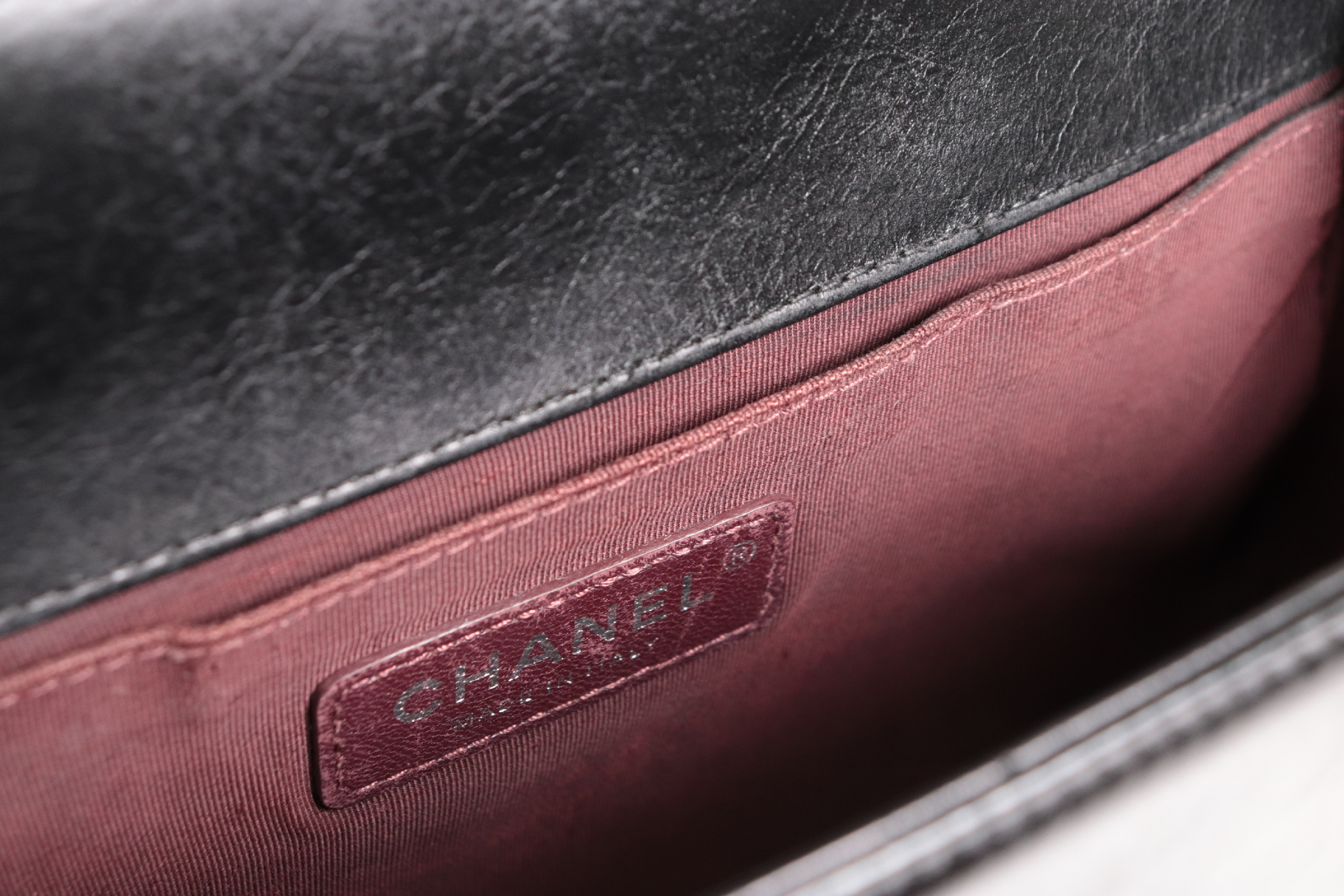 Boy Chanel Lambskin Chain Shoulder Bag with Silver Hardware, Serial Number 25 Series — view 10