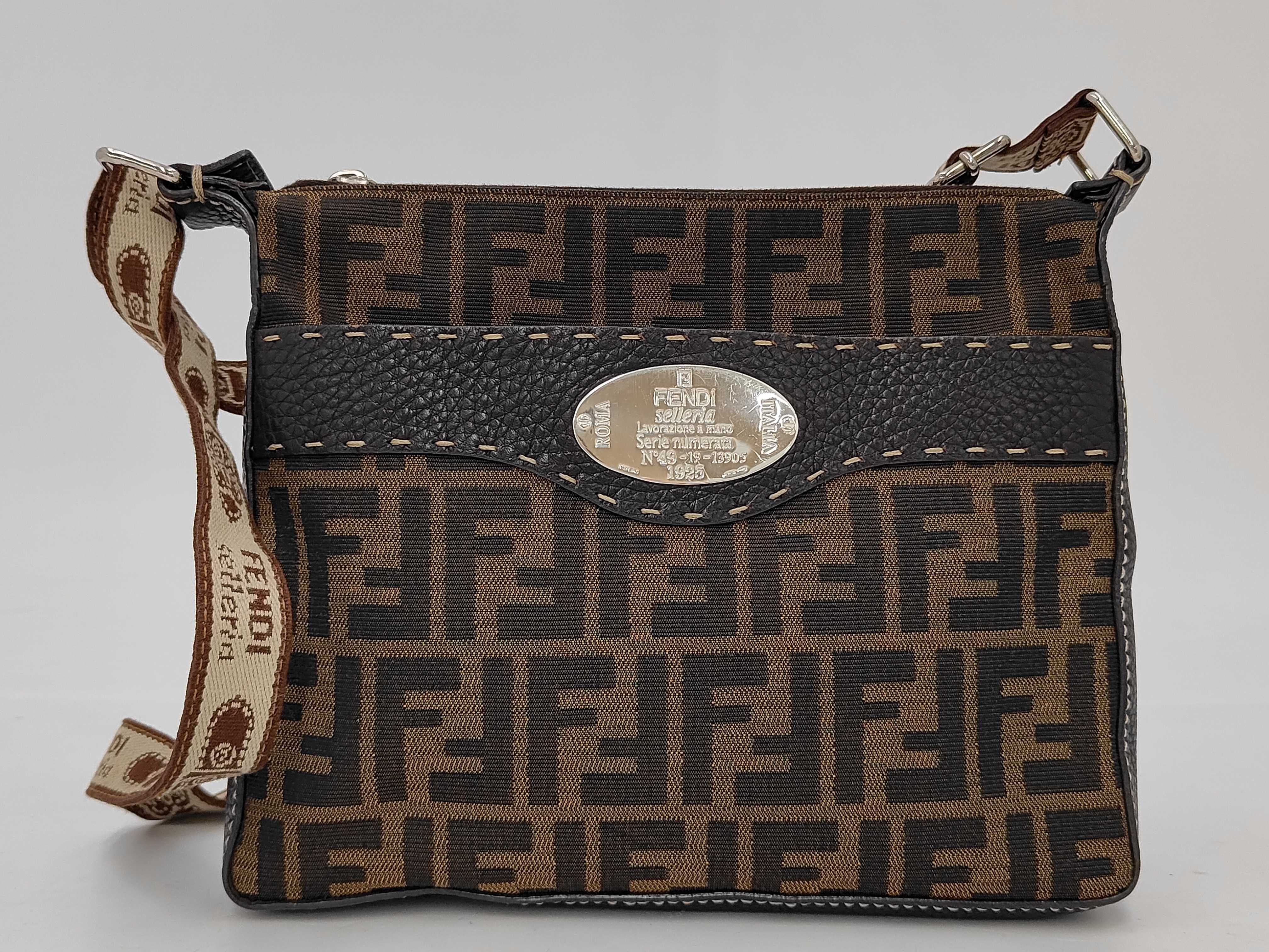 Zucca pattern shoulder bag, Zucca Selleria nylon canvas and leather shoulder bag
