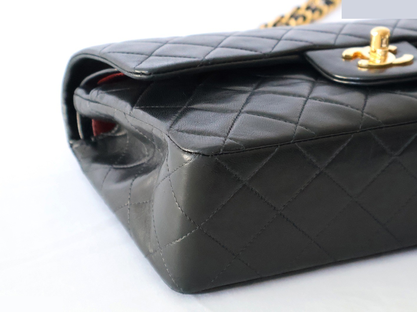 Matelassé 23 Lambskin Double Flap Double Chain Shoulder Bag, Black — view 3