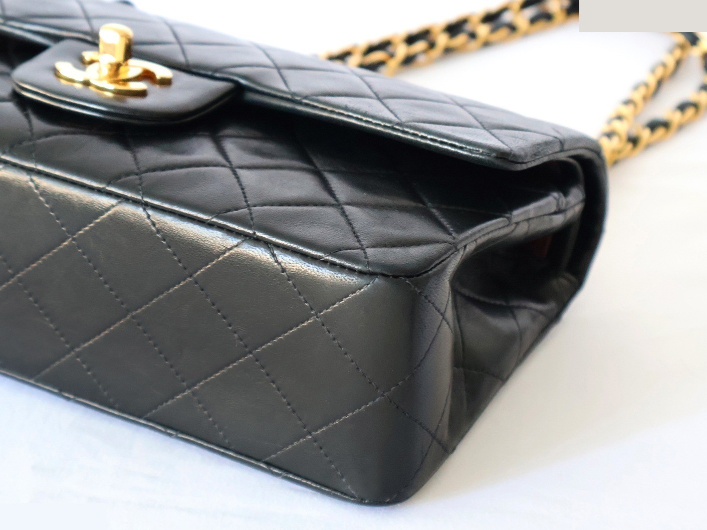 Matelassé 23 Lambskin Double Flap Double Chain Shoulder Bag, Black — view 4
