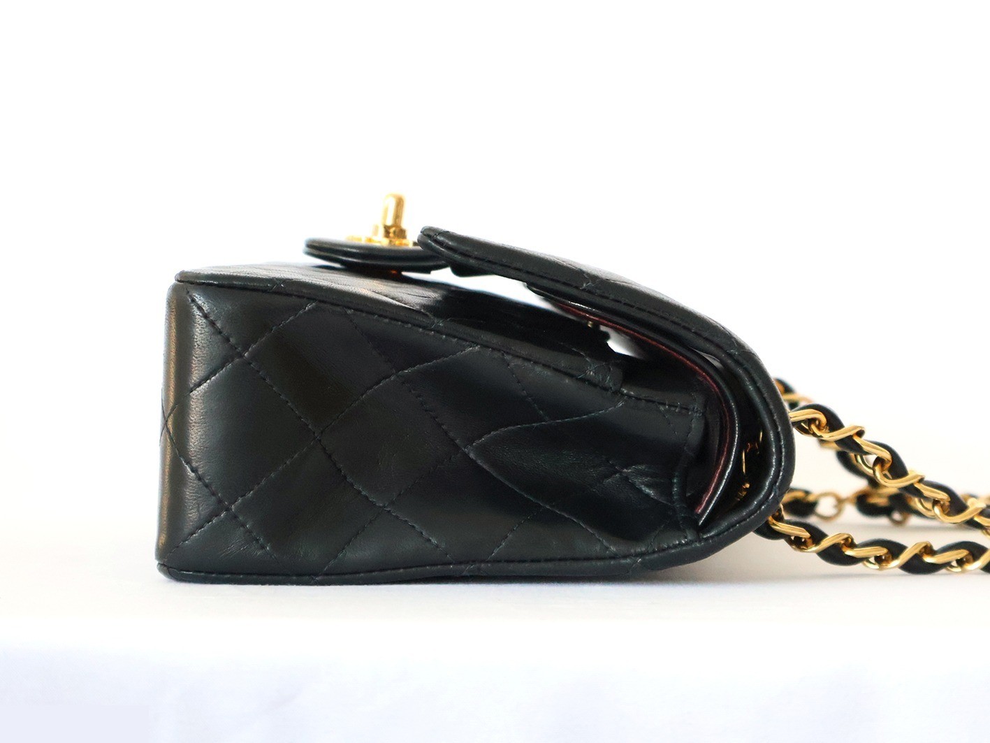 Matelassé 23 Lambskin Double Flap Double Chain Shoulder Bag, Black — view 6