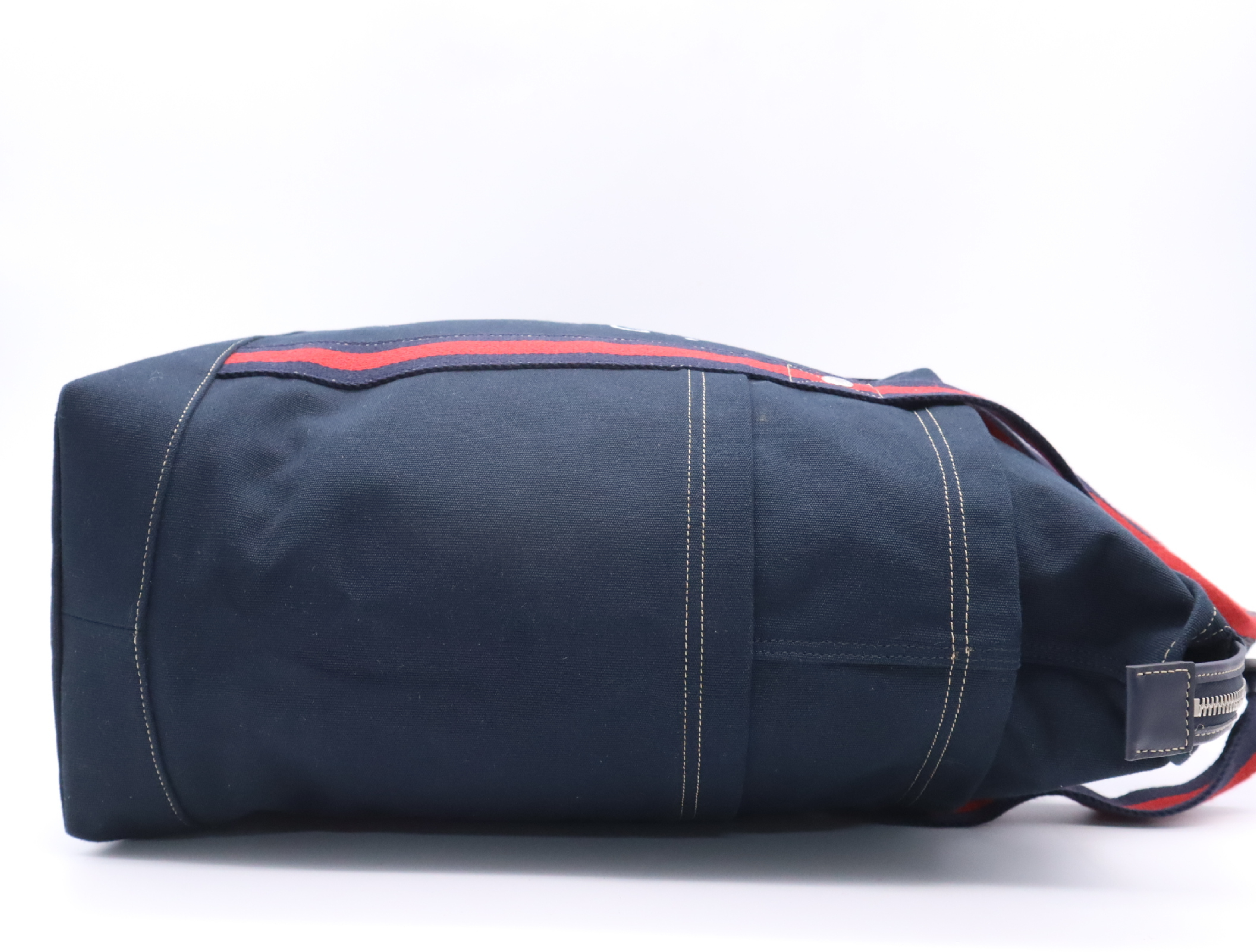 816863 Canvas Sherry Line Tote Bag Navy Red with Dust Bag — view 5