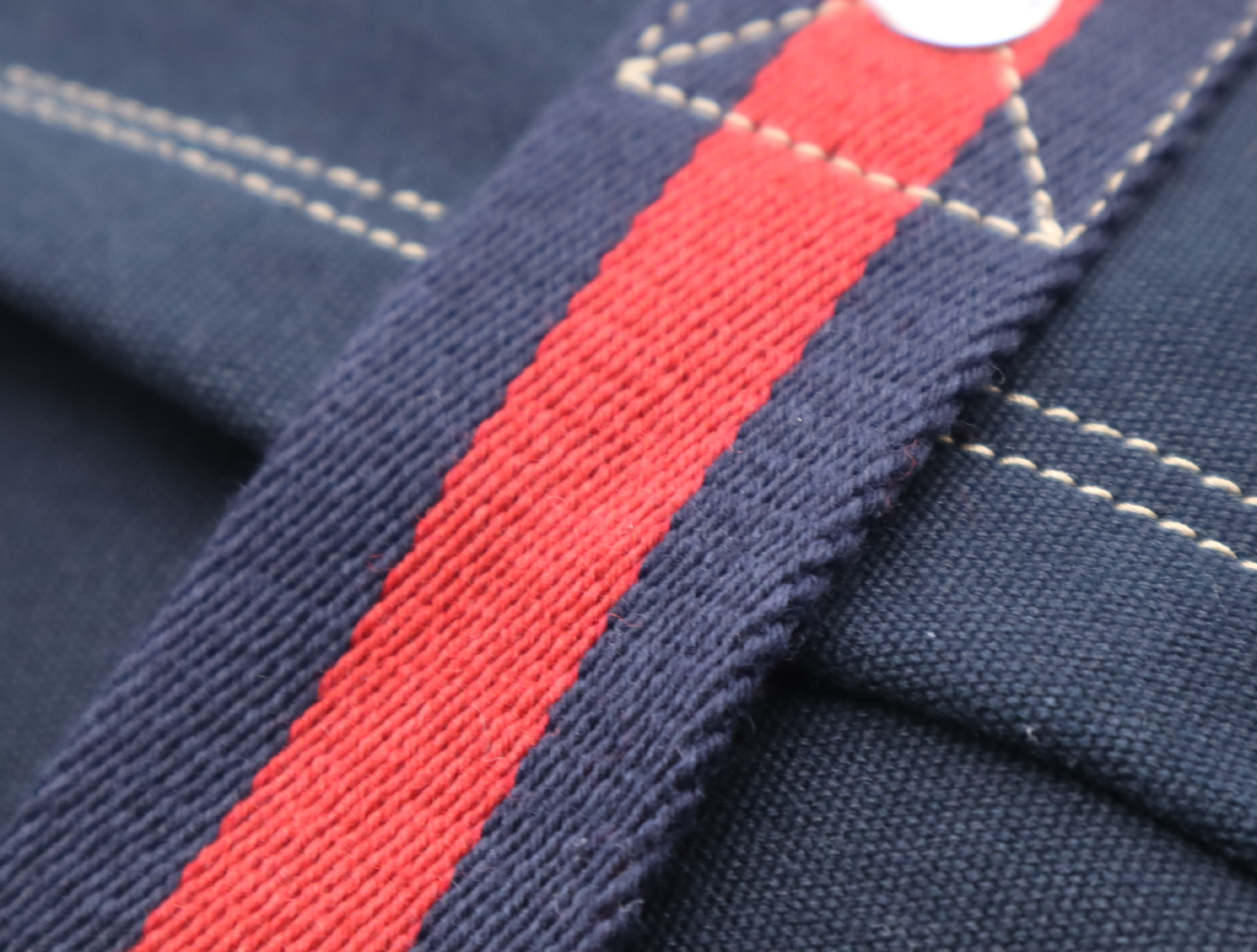 816863 Canvas Sherry Line Tote Bag Navy Red with Dust Bag — view 10
