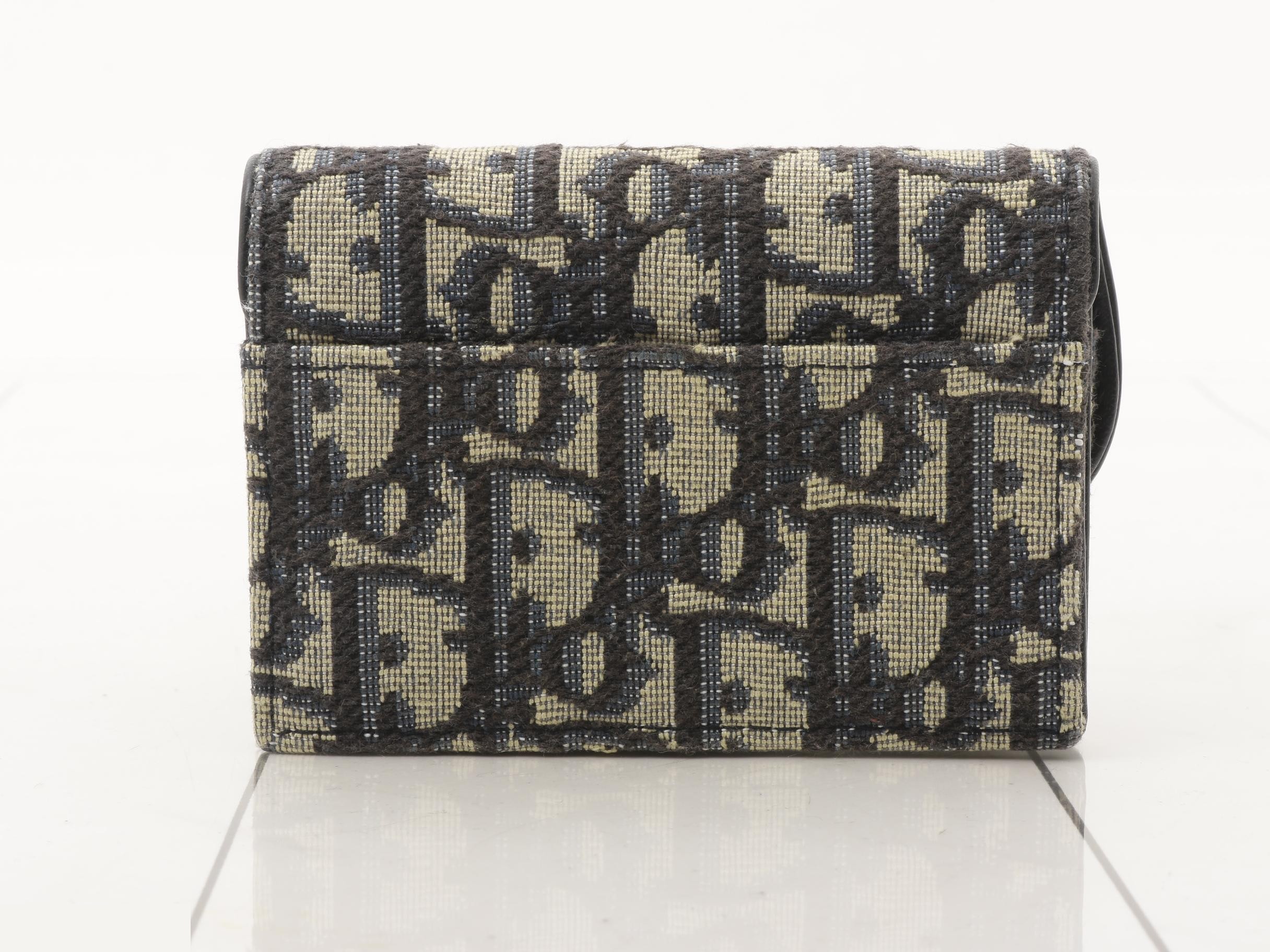 Oblique Saddle Card Case - Navy/Beige — view 2