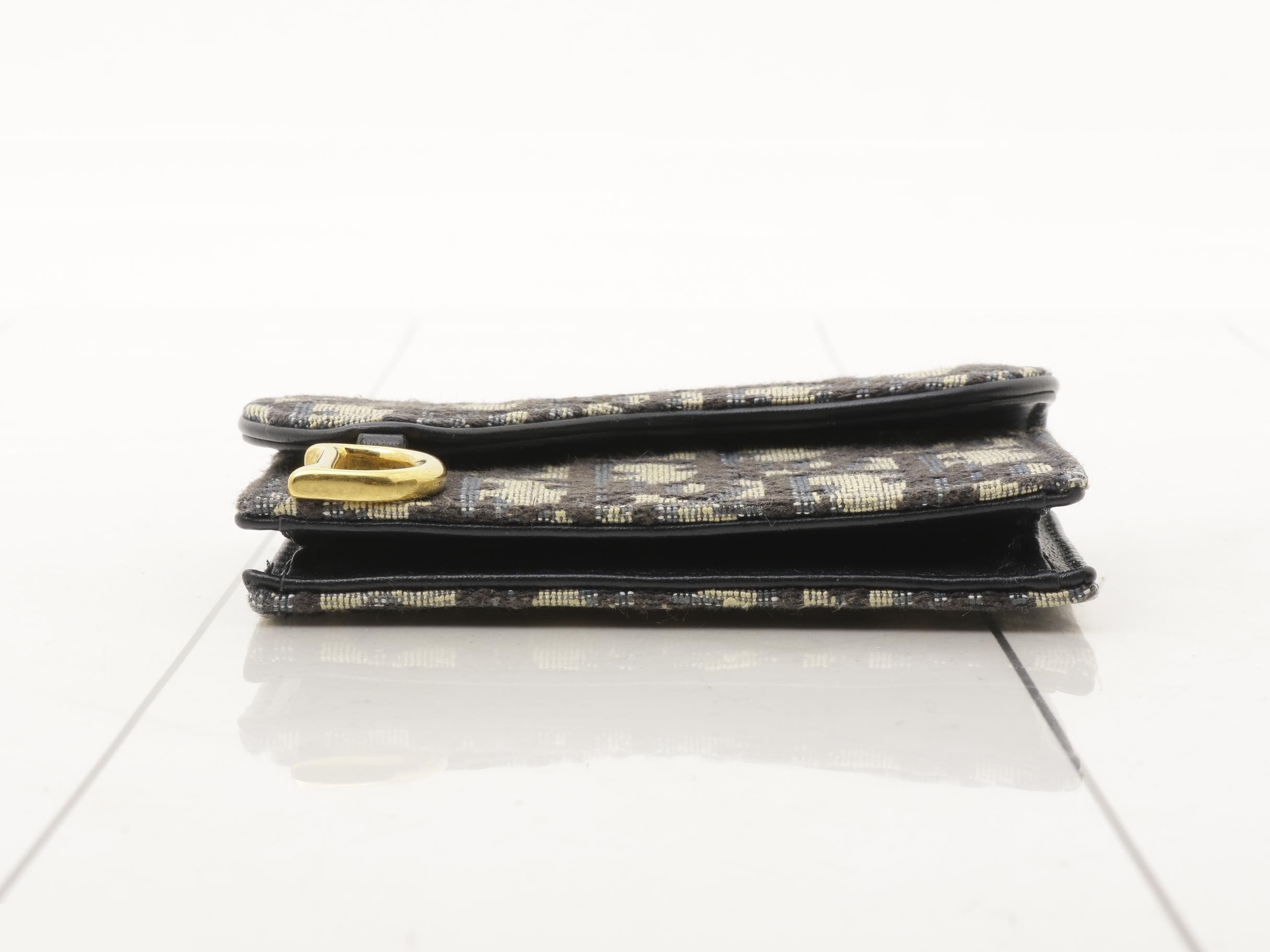 Oblique Saddle Card Case - Navy/Beige — view 3