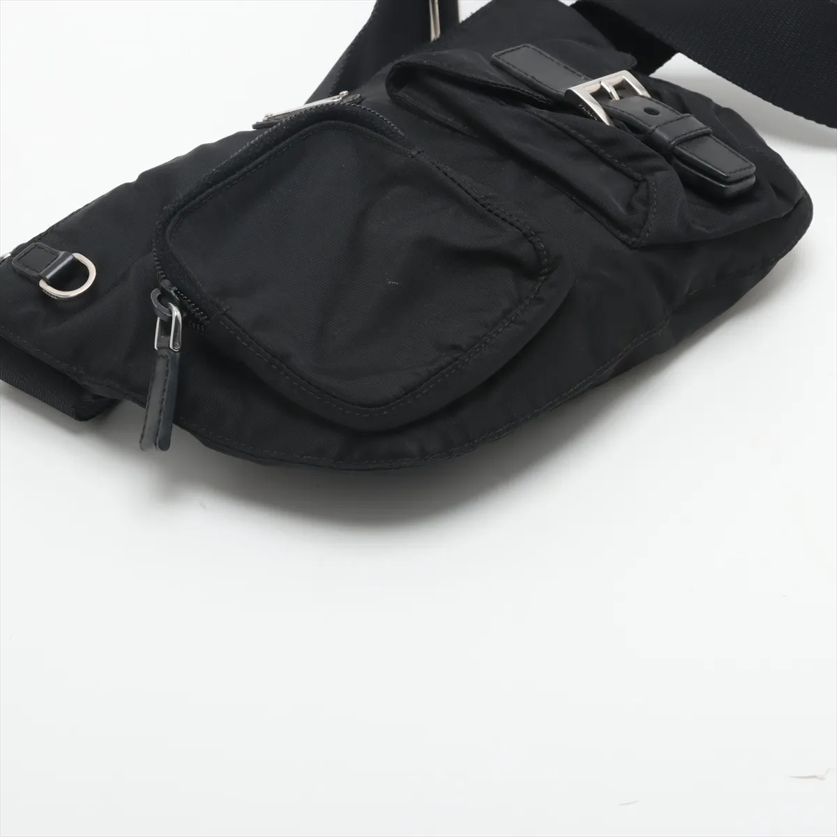 Tessuto Nylon x Leather Waist Pouch Black — view 4