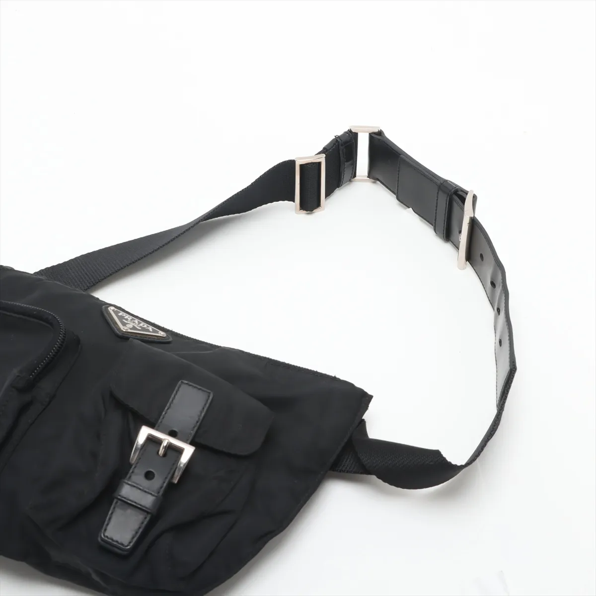 Tessuto Nylon x Leather Waist Pouch Black — view 5