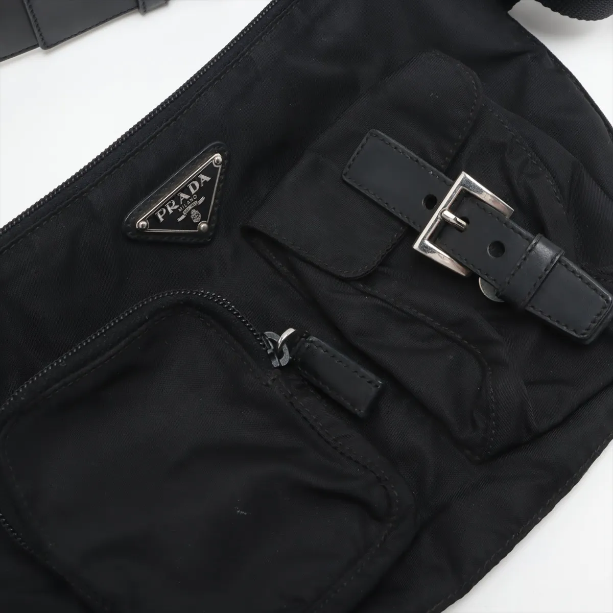 Tessuto Nylon x Leather Waist Pouch Black — view 10