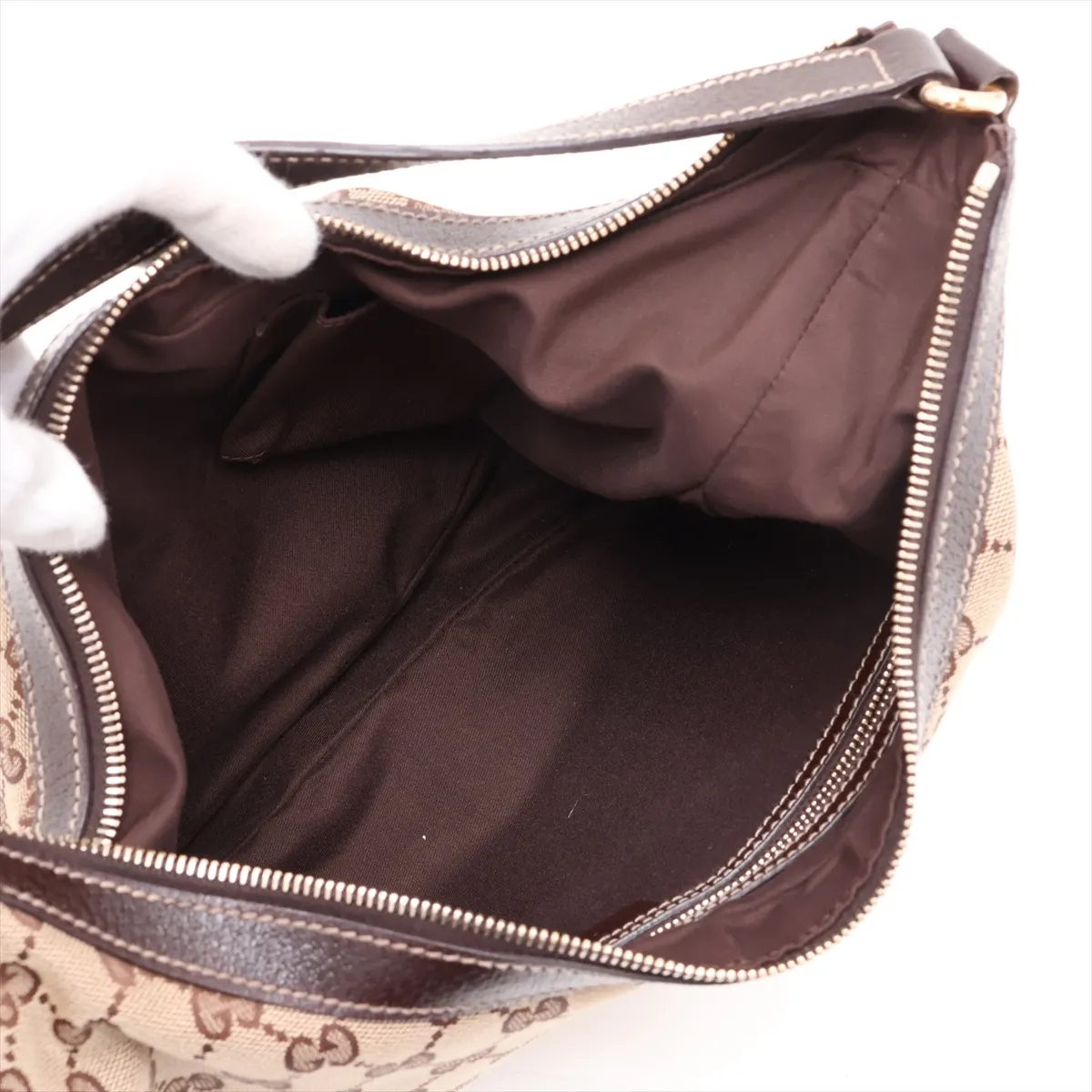 GG Canvas x Leather Shoulder Bag Brown 153010 — view 7