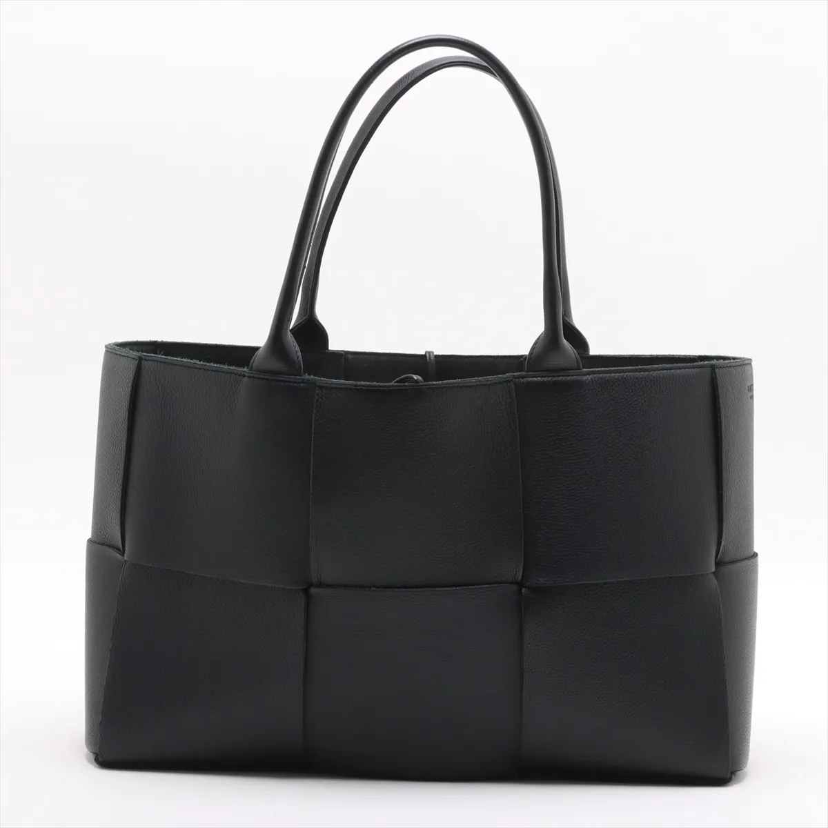 Maxi Intrecciato The Arco Tote Leather Tote Bag, Black, with — view 2