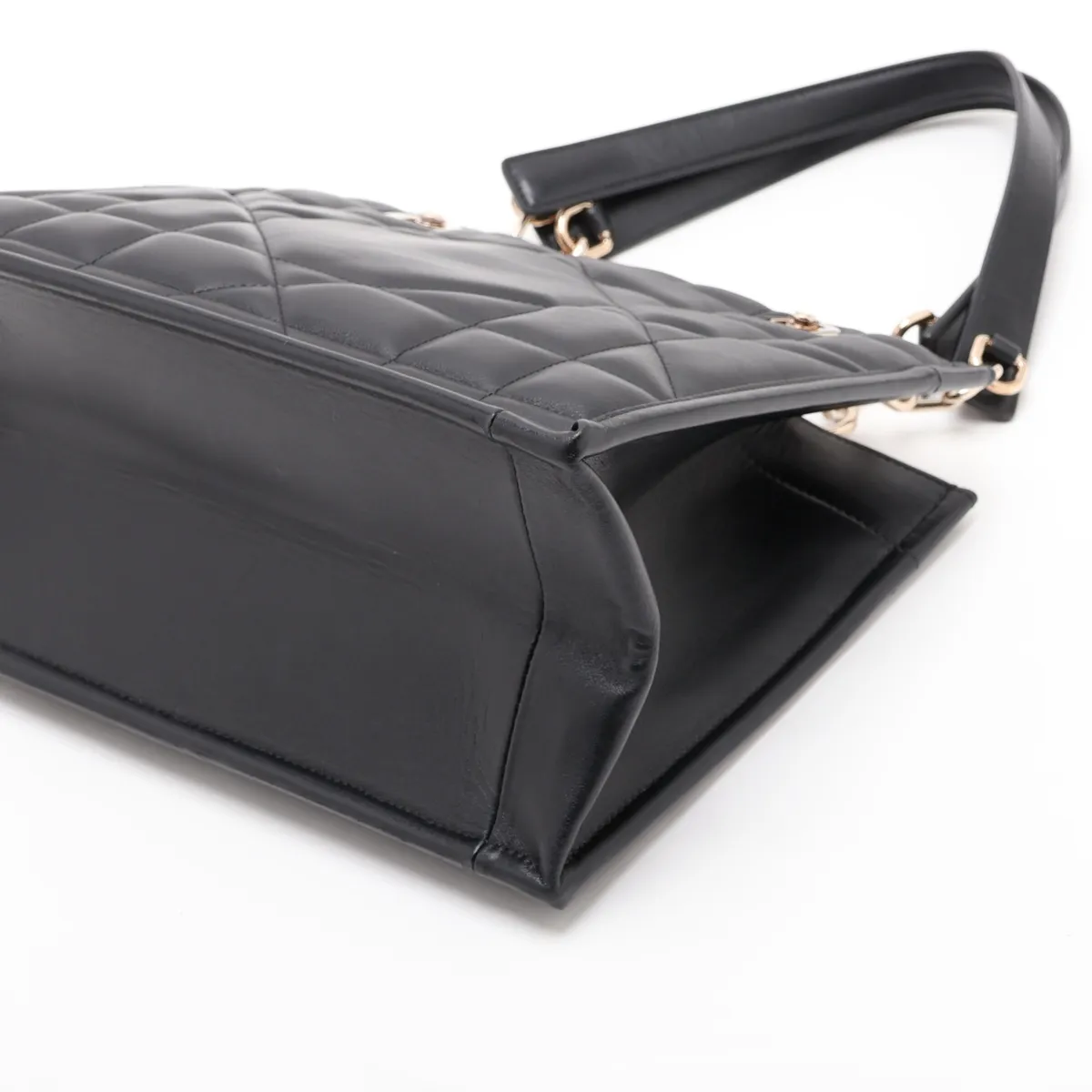 Archicanage Essential Leather Chain Tote Bag, Black — view 3