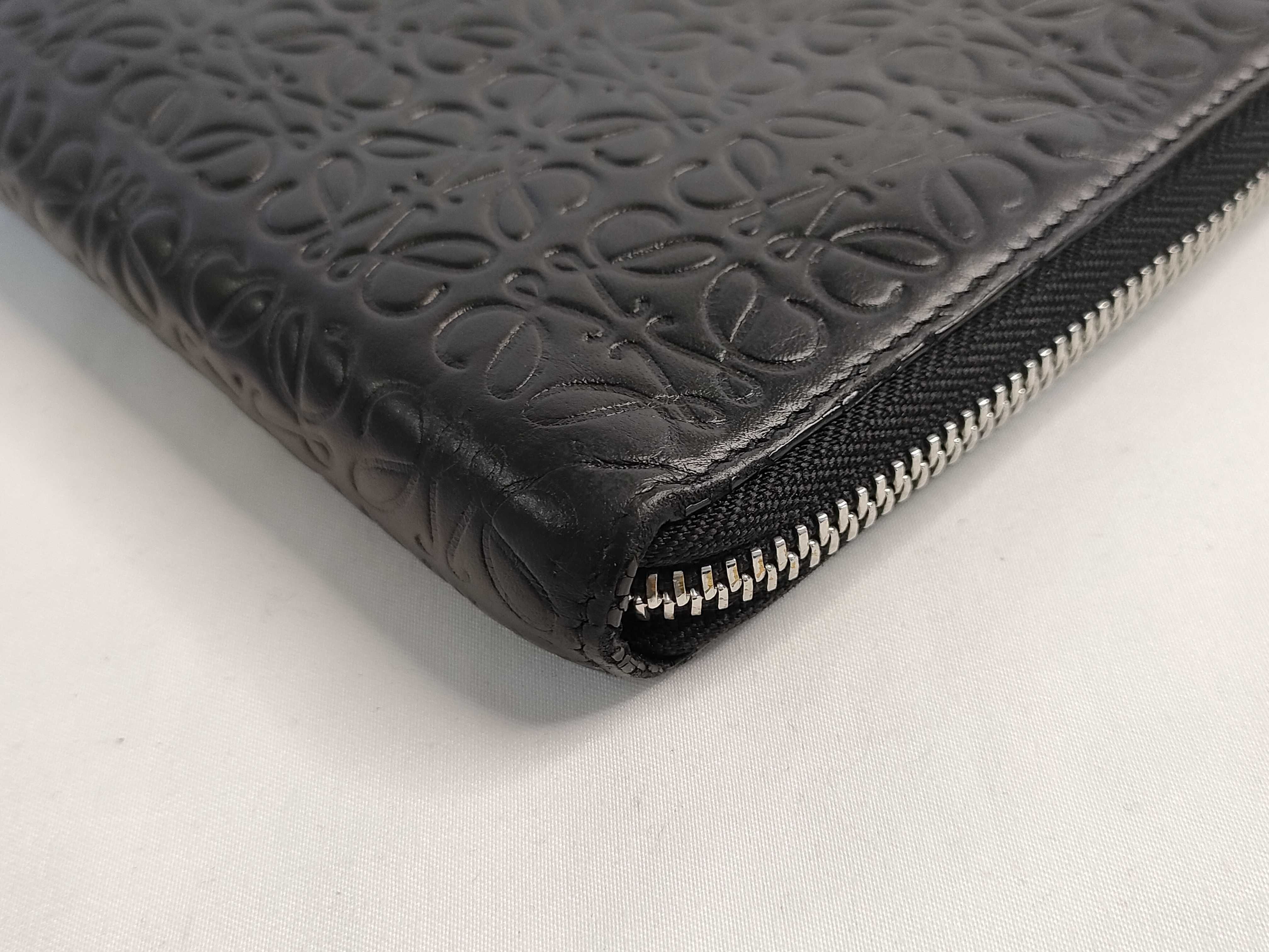 Repeat Anagram Leather Zip Organizer Long Wallet, Black, Serial Number — view 3