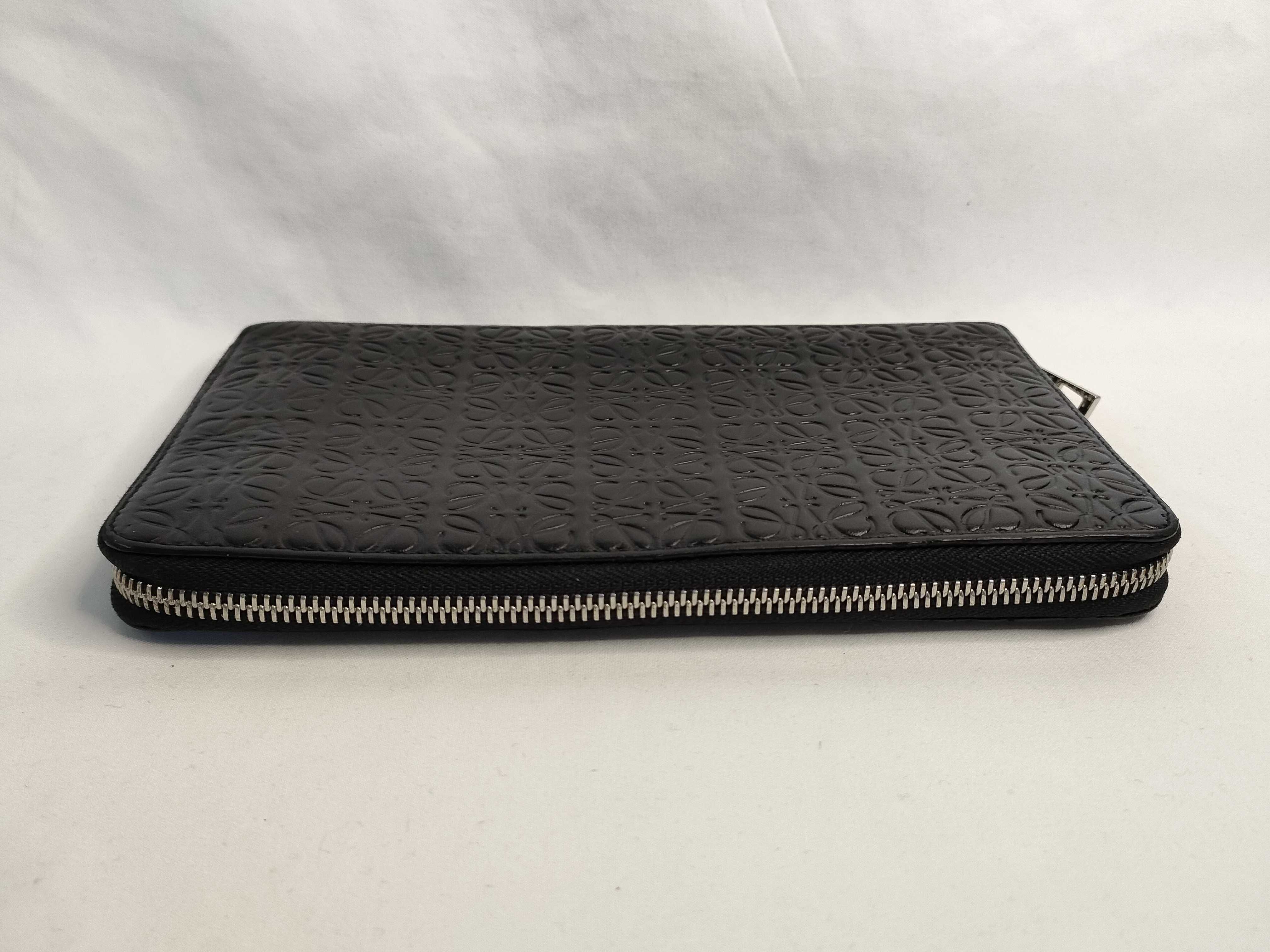 Repeat Anagram Leather Zip Organizer Long Wallet, Black, Serial Number — view 6