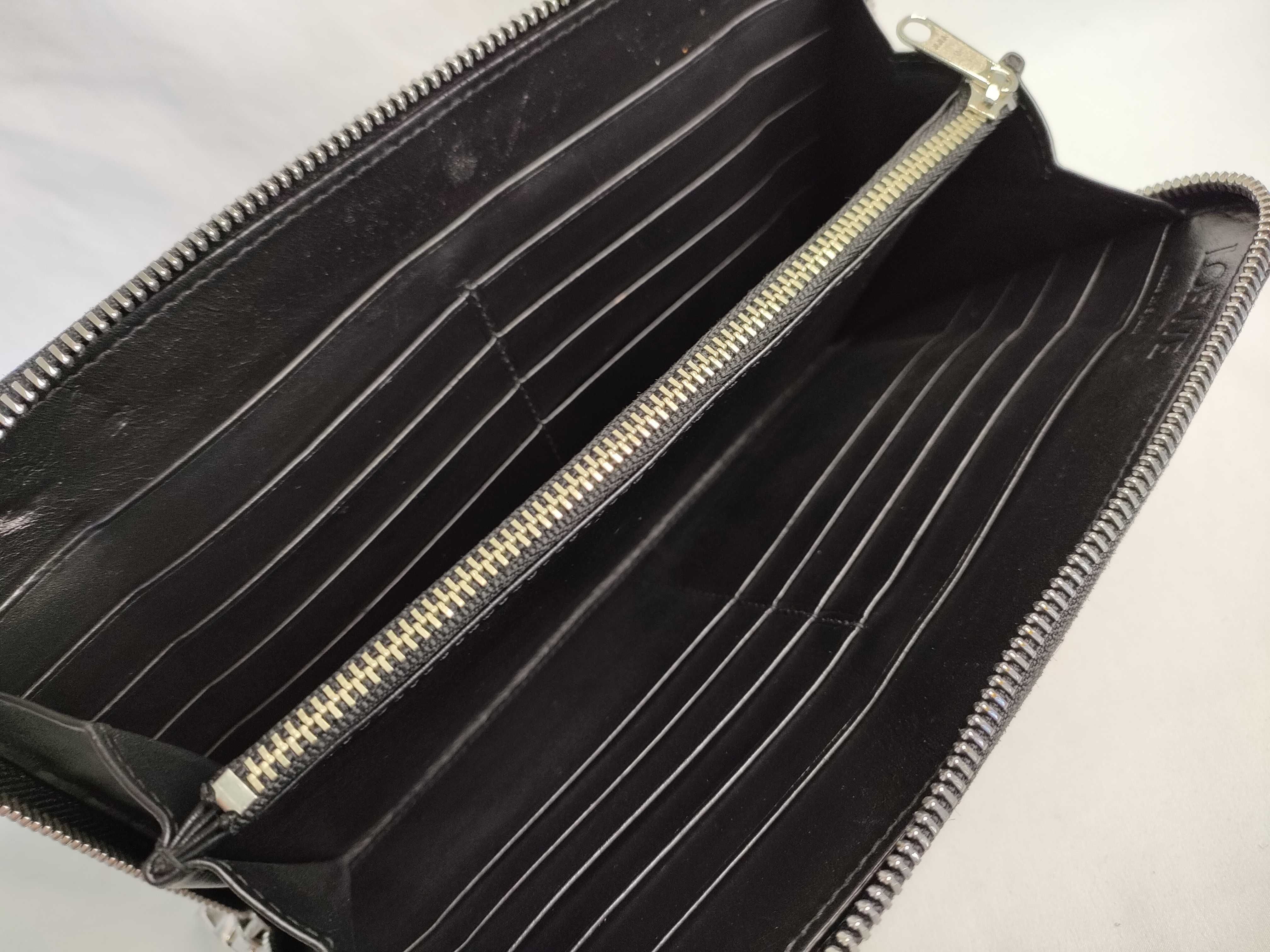 Repeat Anagram Leather Zip Organizer Long Wallet, Black, Serial Number — view 9