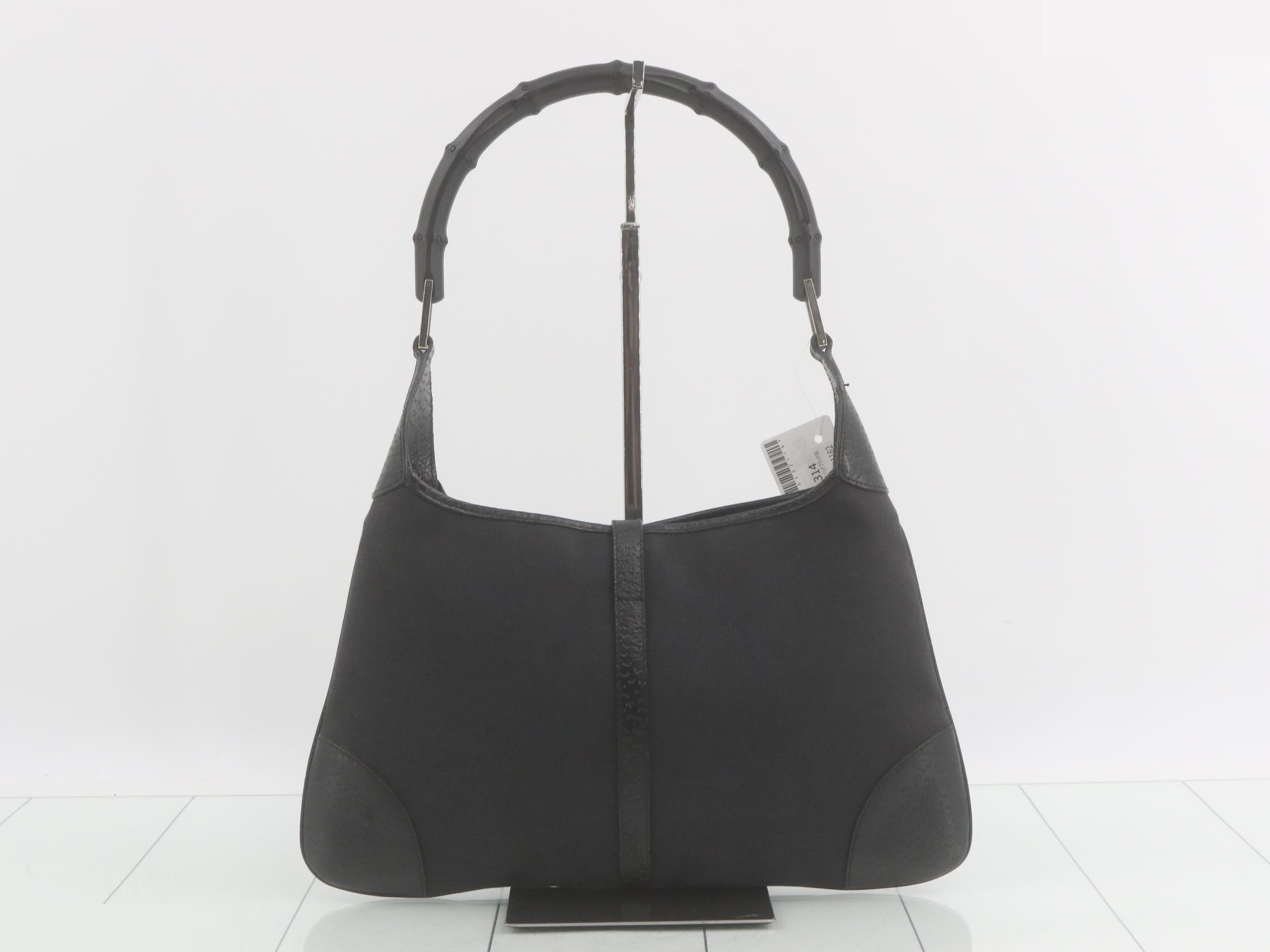 Bamboo Handle Tote Bag, Black, 001 4060 002053 — view 2