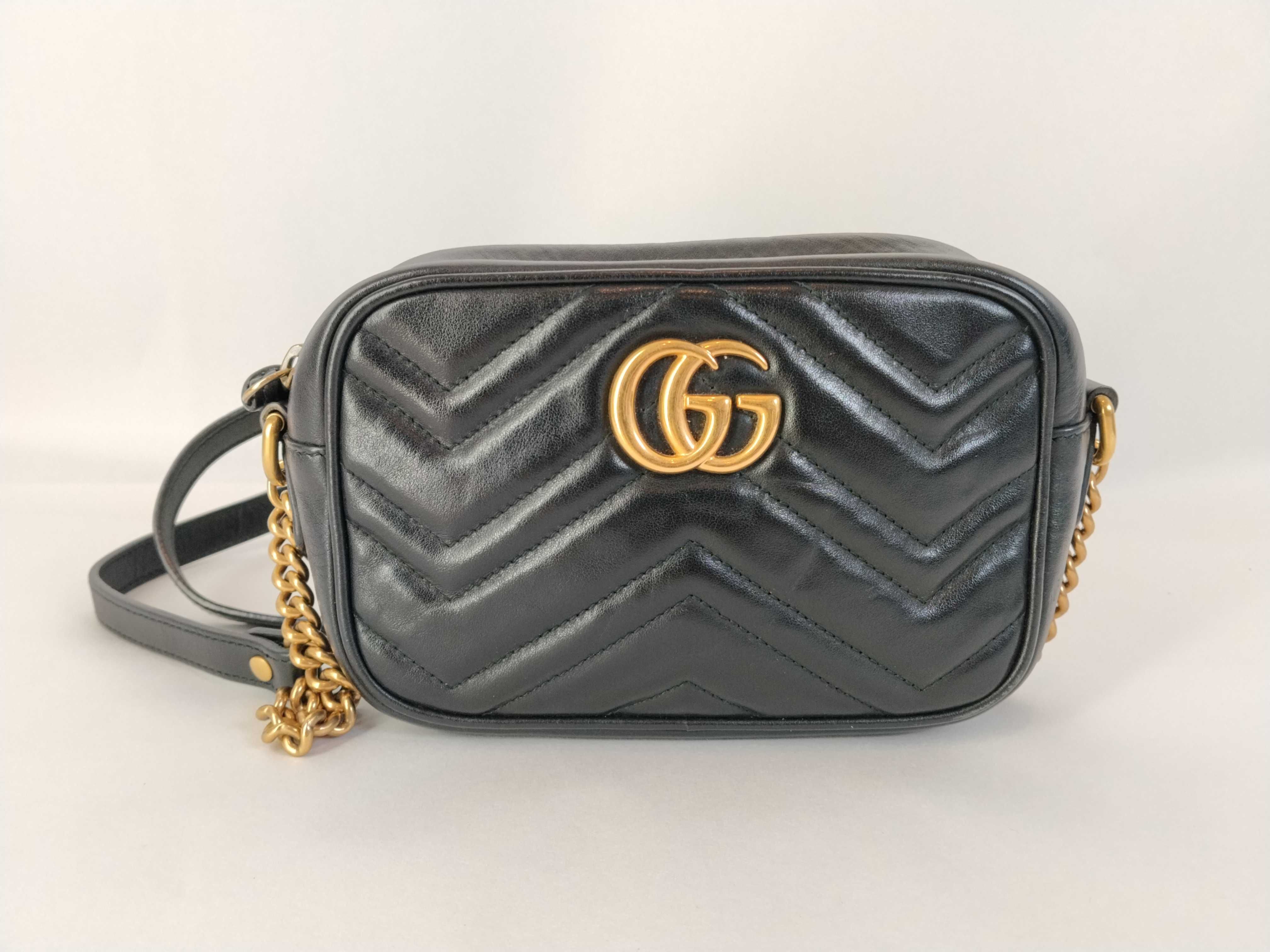 ID- GG Marmont Cow Skin Chain Shoulder Bag Black 448065 204991 Shoulder Bag