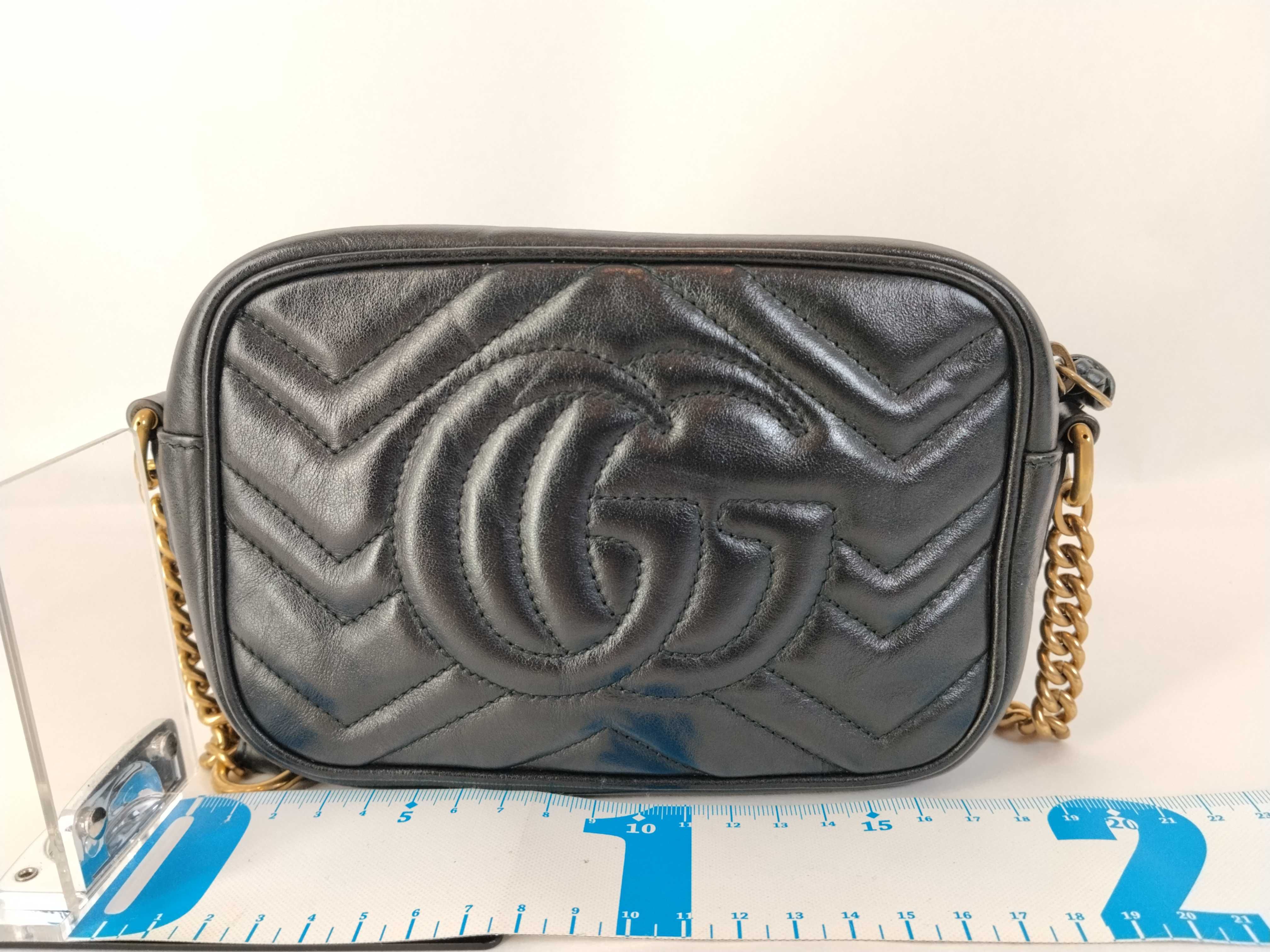 ID- GG Marmont Cow Skin Chain Shoulder Bag Black 448065 204991 Shoulder Bag — view 2