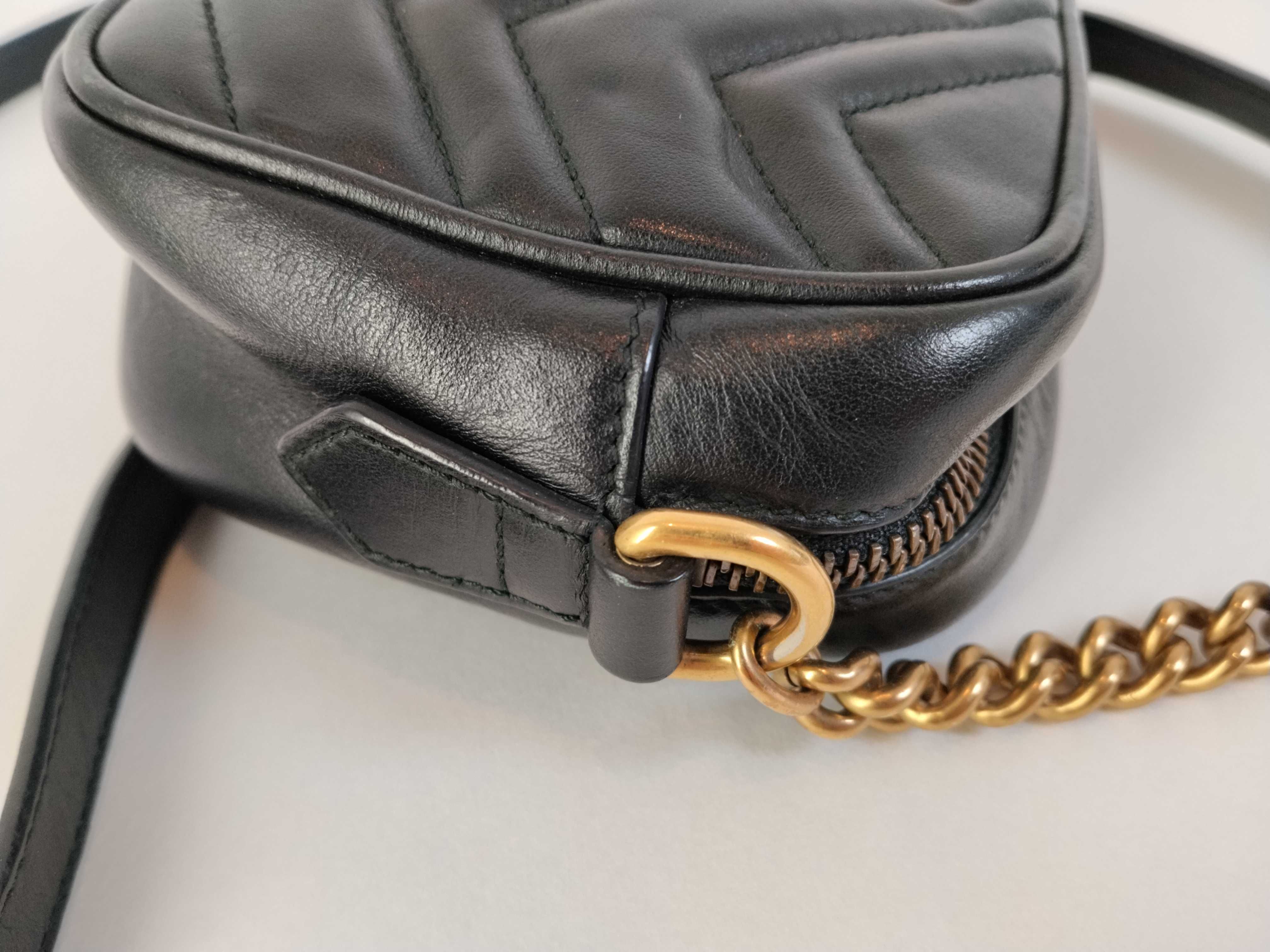 ID- GG Marmont Cow Skin Chain Shoulder Bag Black 448065 204991 Shoulder Bag — view 5
