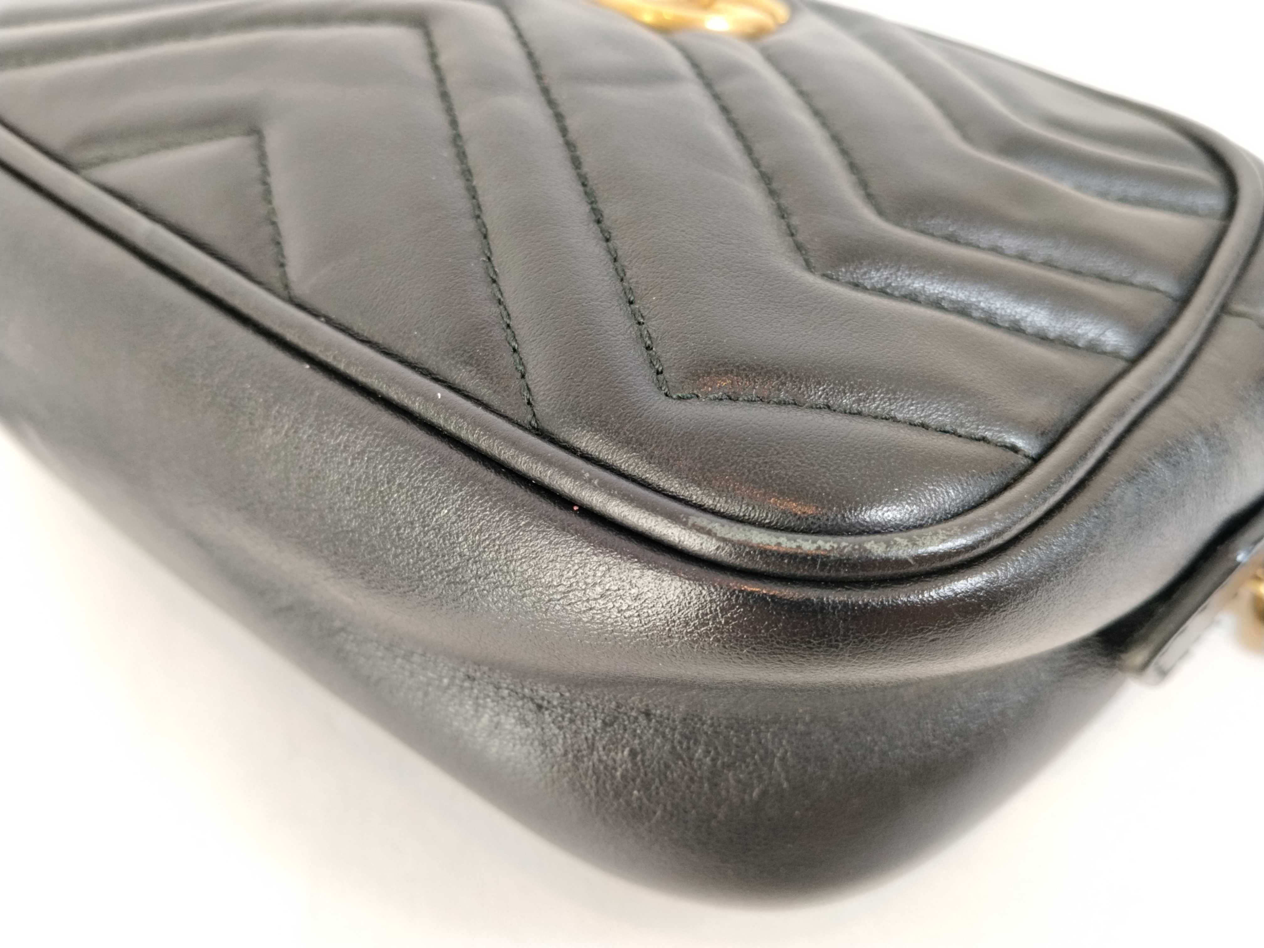 ID- GG Marmont Cow Skin Chain Shoulder Bag Black 448065 204991 Shoulder Bag — view 6