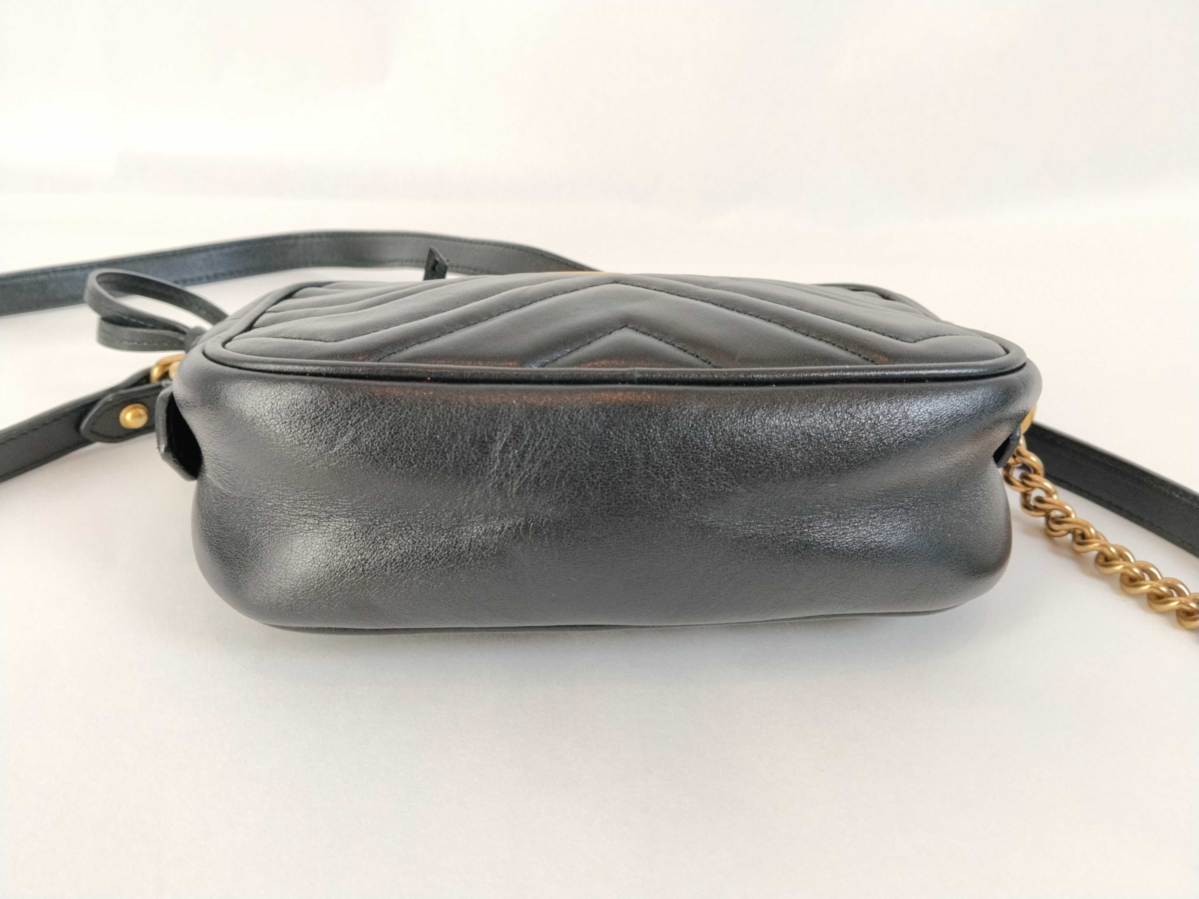 ID- GG Marmont Cow Skin Chain Shoulder Bag Black 448065 204991 Shoulder Bag — view 7