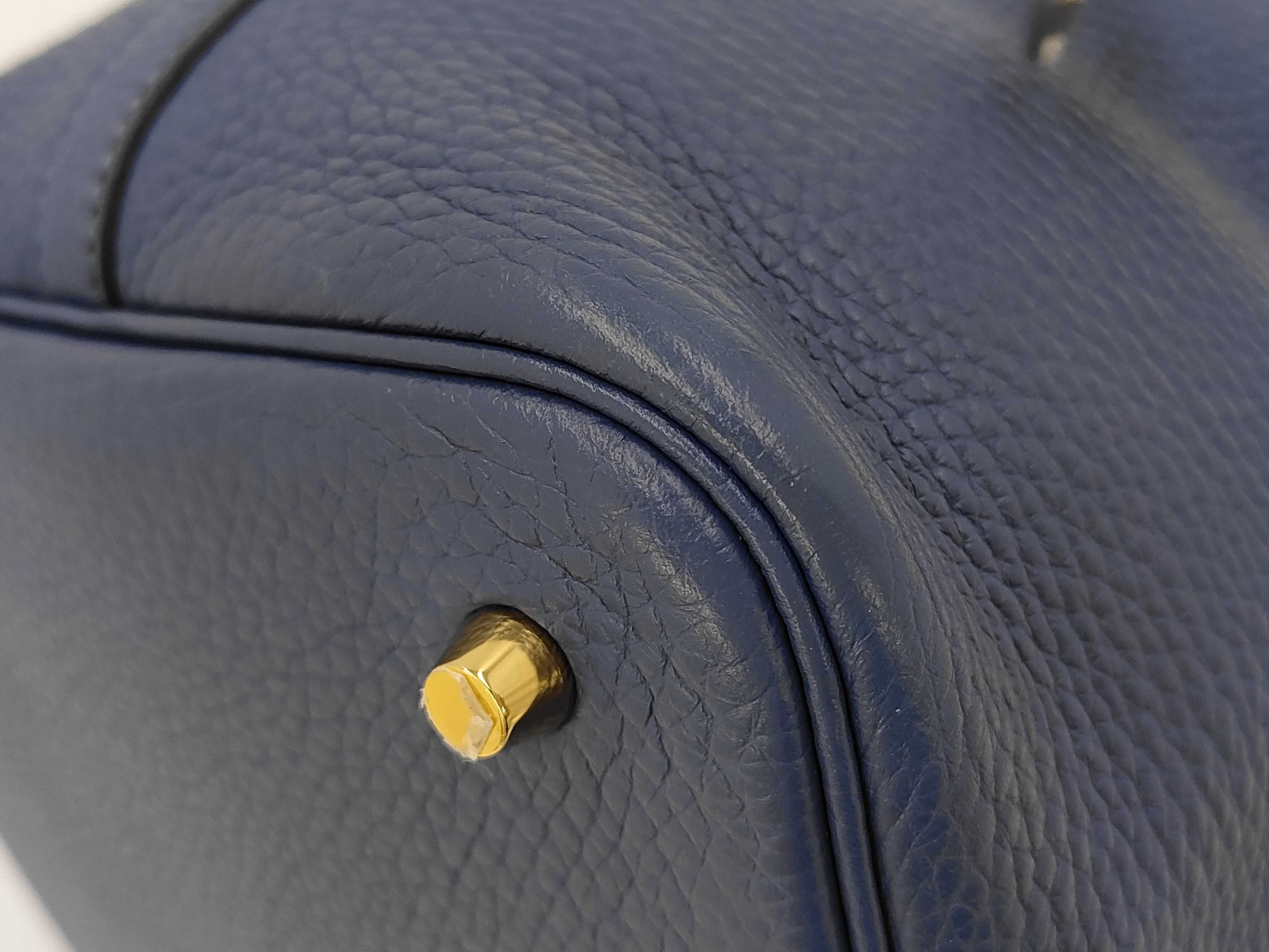 Picotin Lock 22 MM Taurillon Clemence Blue Brighton Gold Hardware C Stamp Handbag — view 3