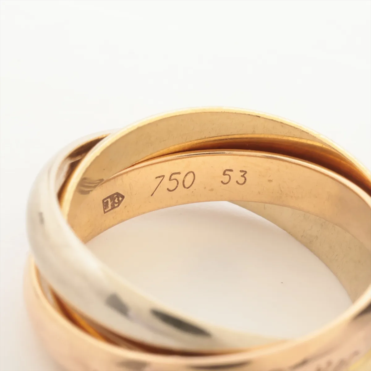 Trinity Ring 750 (Yellow Gold x Pink Gold x White Gold) 8.4g Size 53 Some dents — view 3