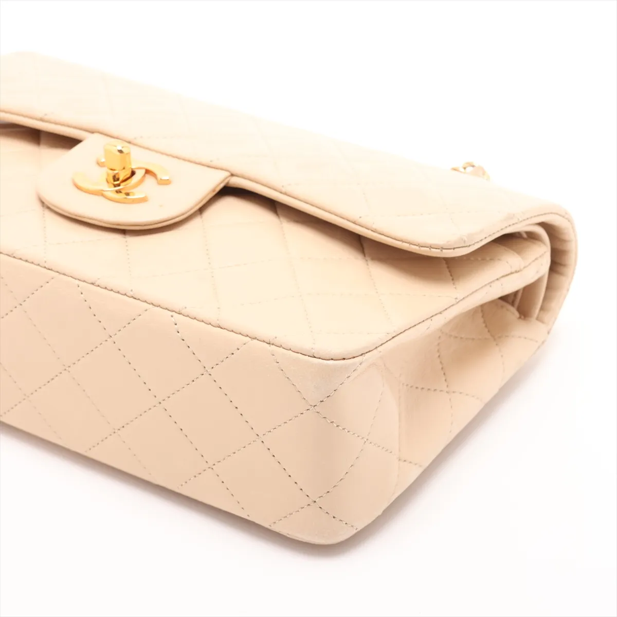 Matelassé 23 Small Lambskin Double Flap Double Chain Bag, Beige, Gold Hardware, 0690731, Serial Number 0-series, A01113 — view 3
