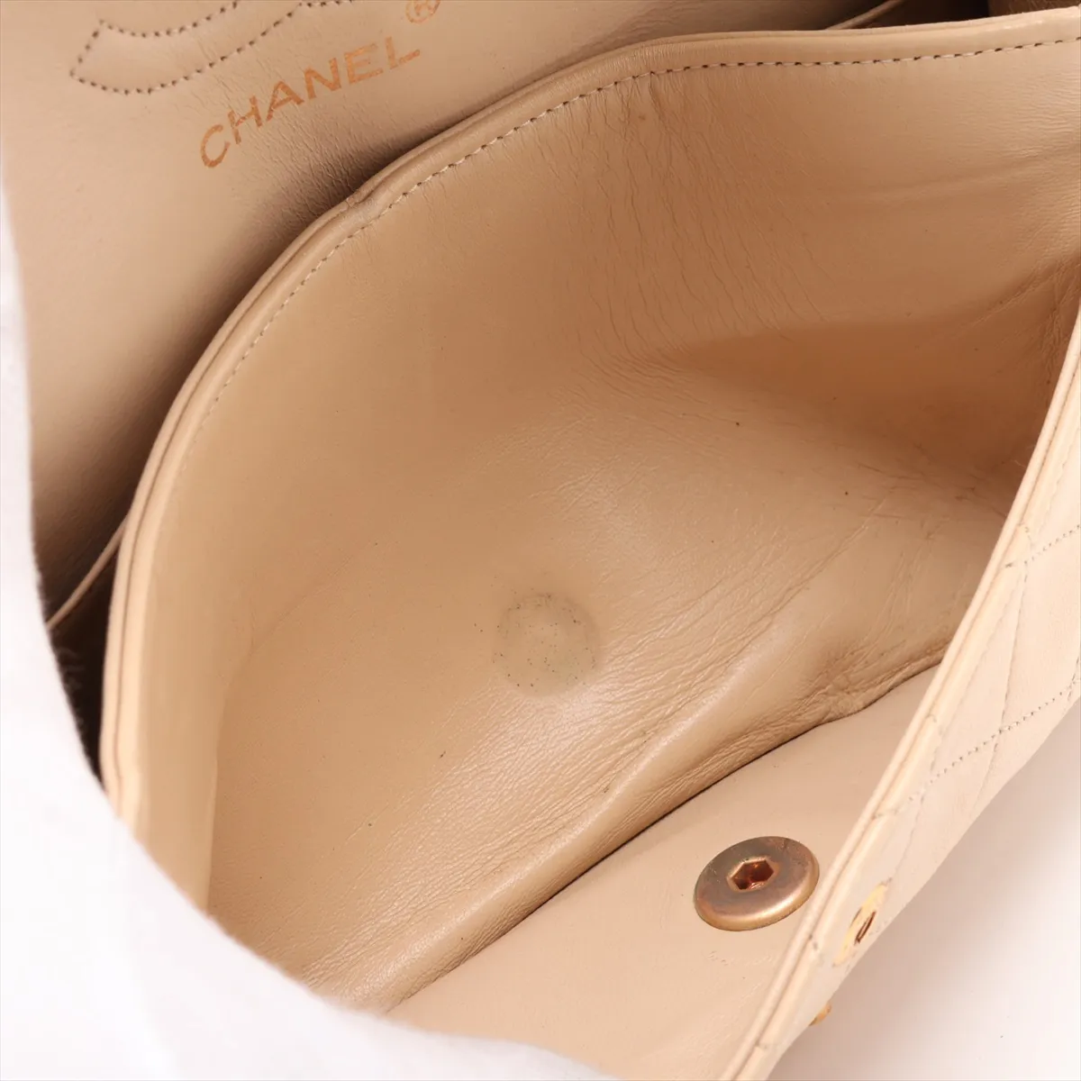 Matelassé 23 Small Lambskin Double Flap Double Chain Bag, Beige, Gold Hardware, 0690731, Serial Number 0-series, A01113 — view 6