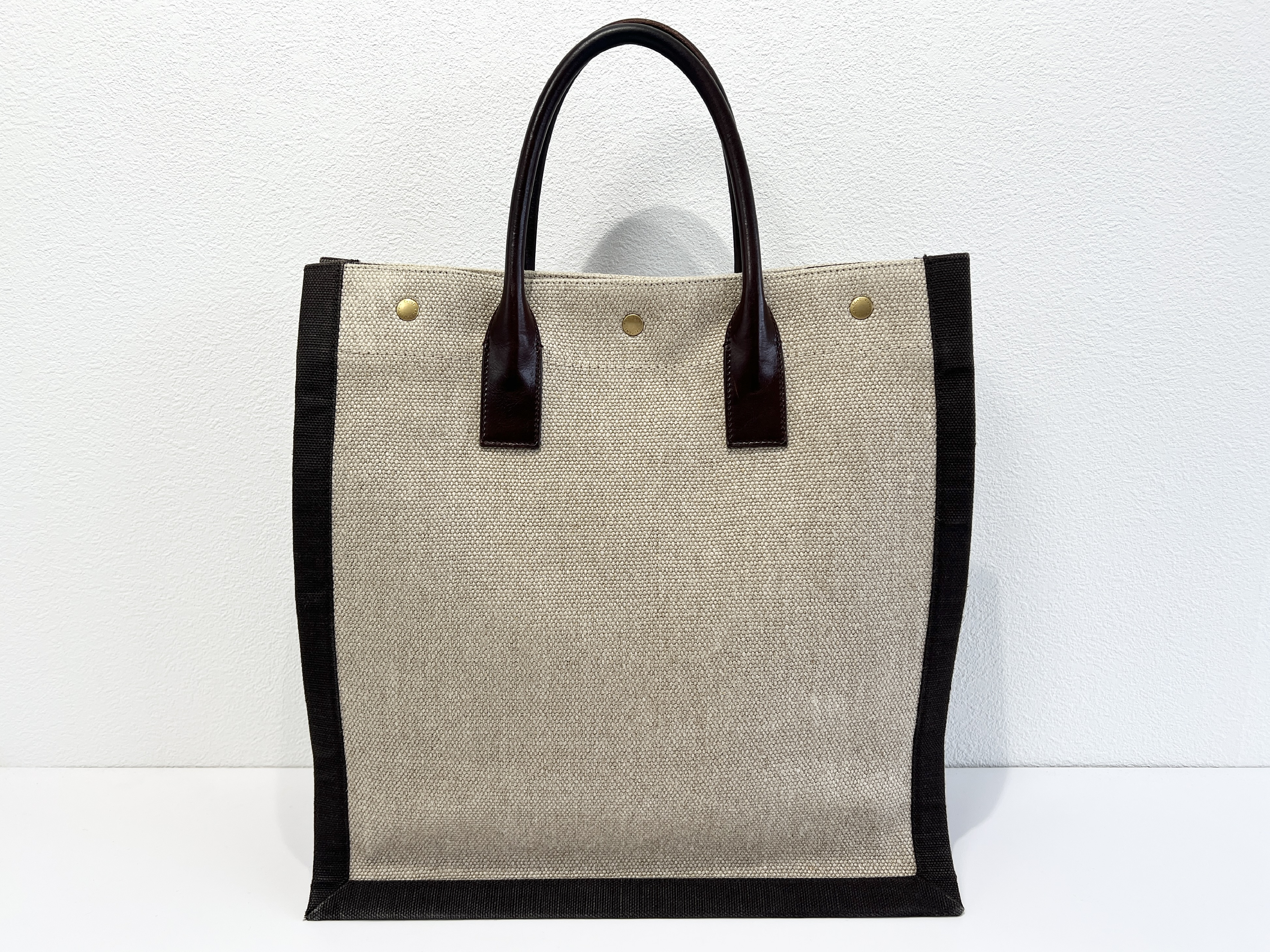 Rive Gauche Noé Canvas Leather Logo Tote Bag Handbag Tote Bag — view 2