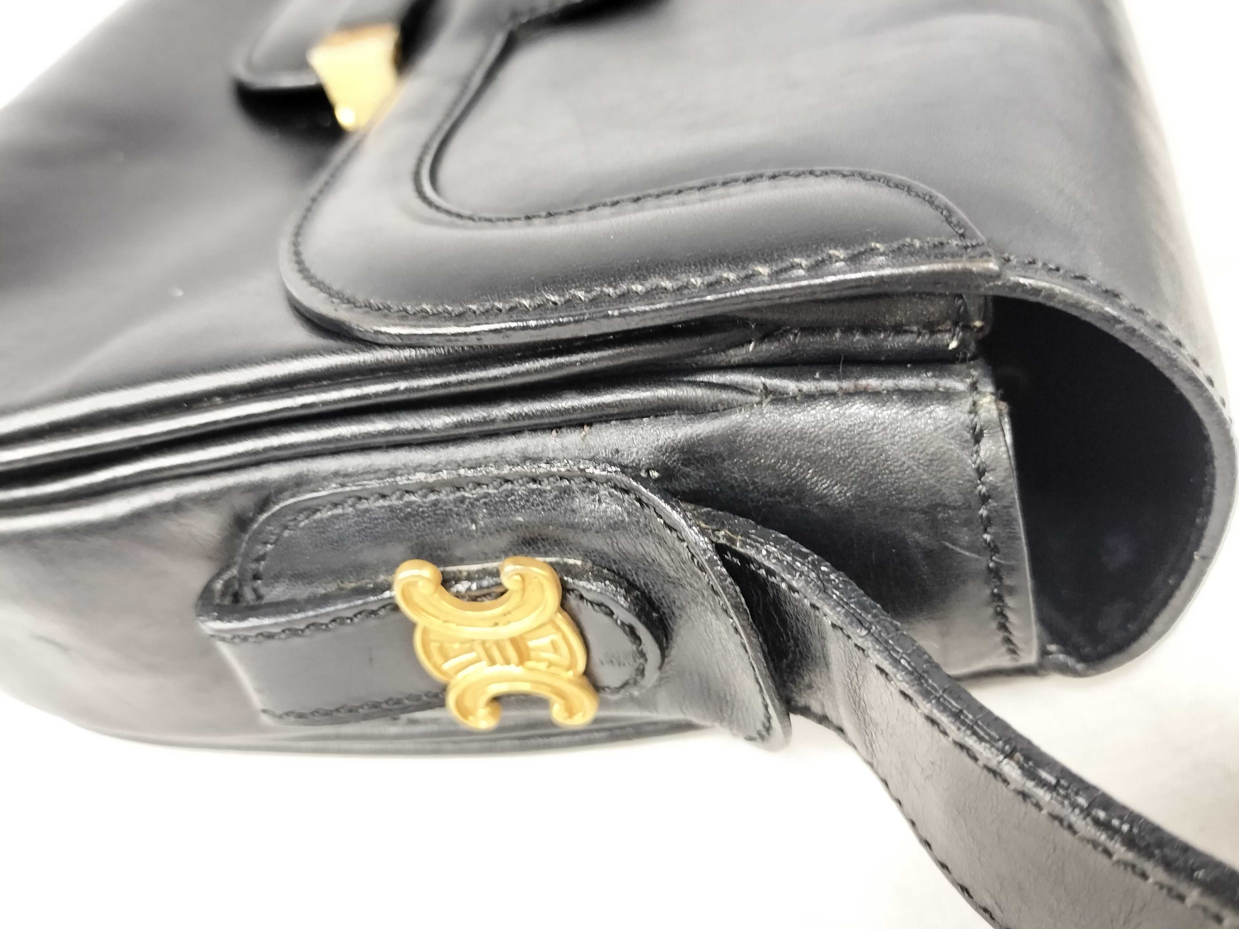 Carriage Hardware Shoulder Bag Black Leather Shoulder Bag — view 5