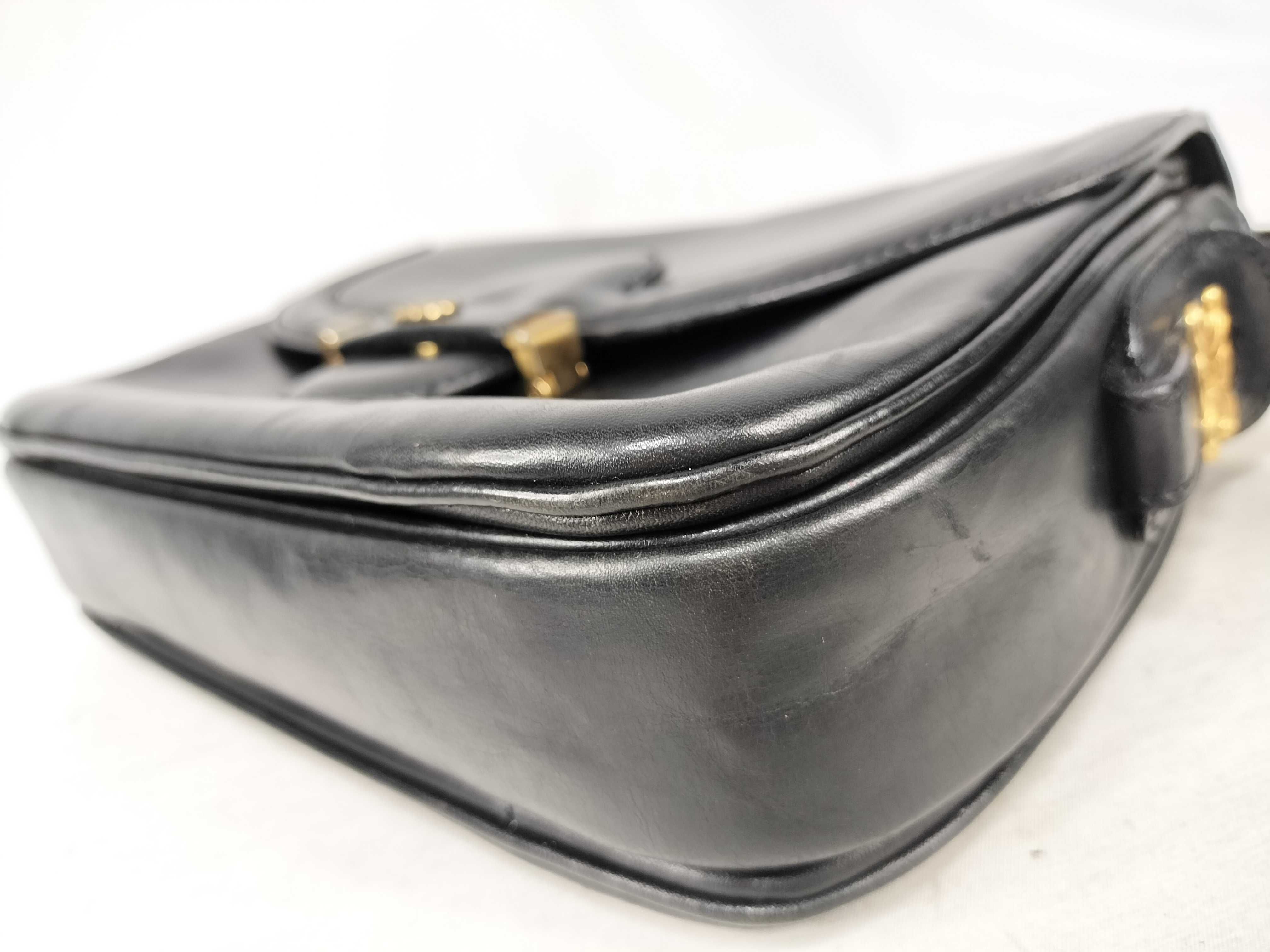 Carriage Hardware Shoulder Bag Black Leather Shoulder Bag — view 6