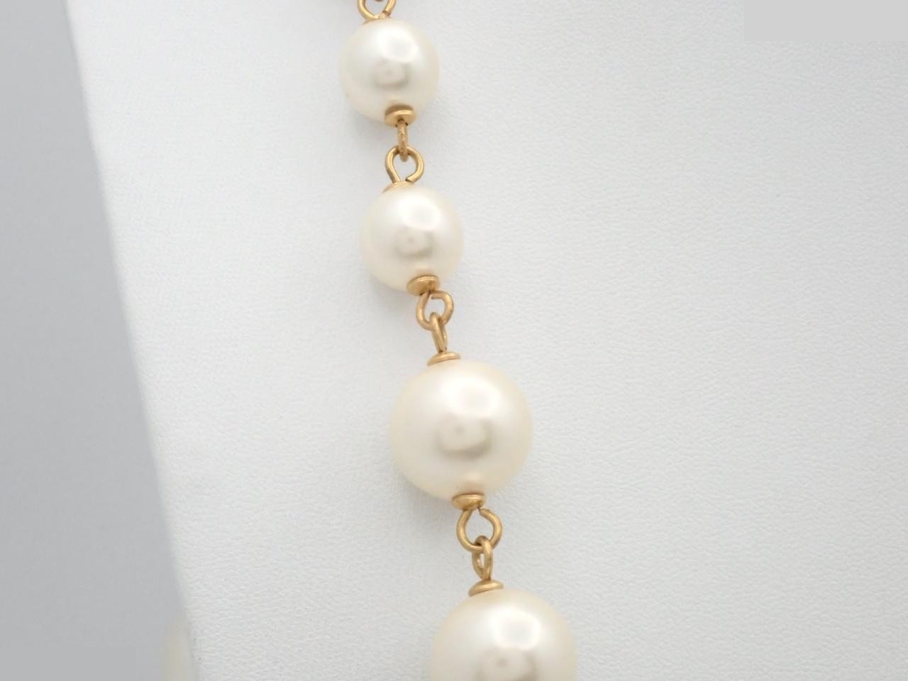 Coco Mark Pearl White x Gold Long Necklace — view 2