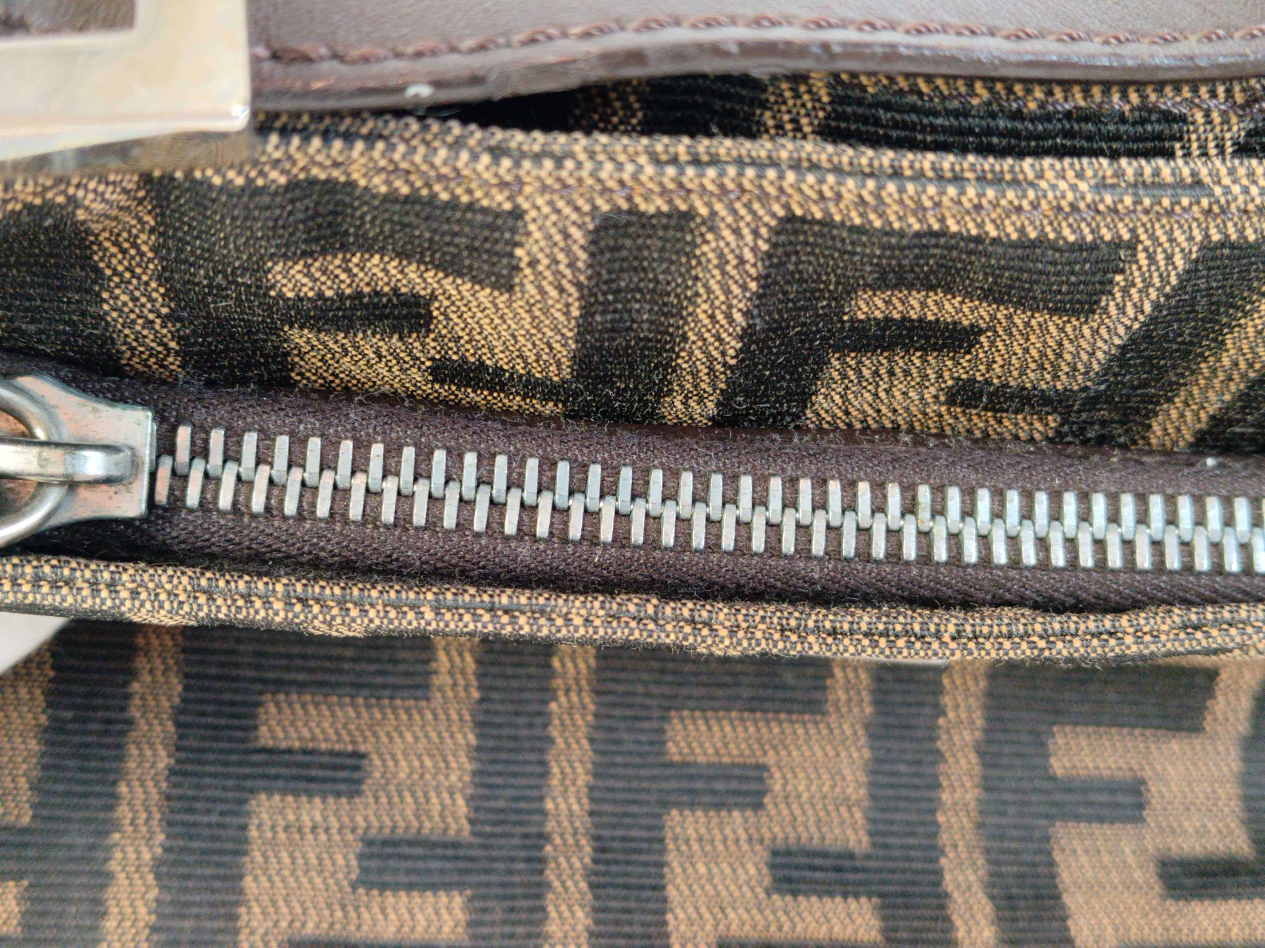 Zucca pattern Fendi Zucca handbag Canvas x leather handbag Brown handbag — view 11
