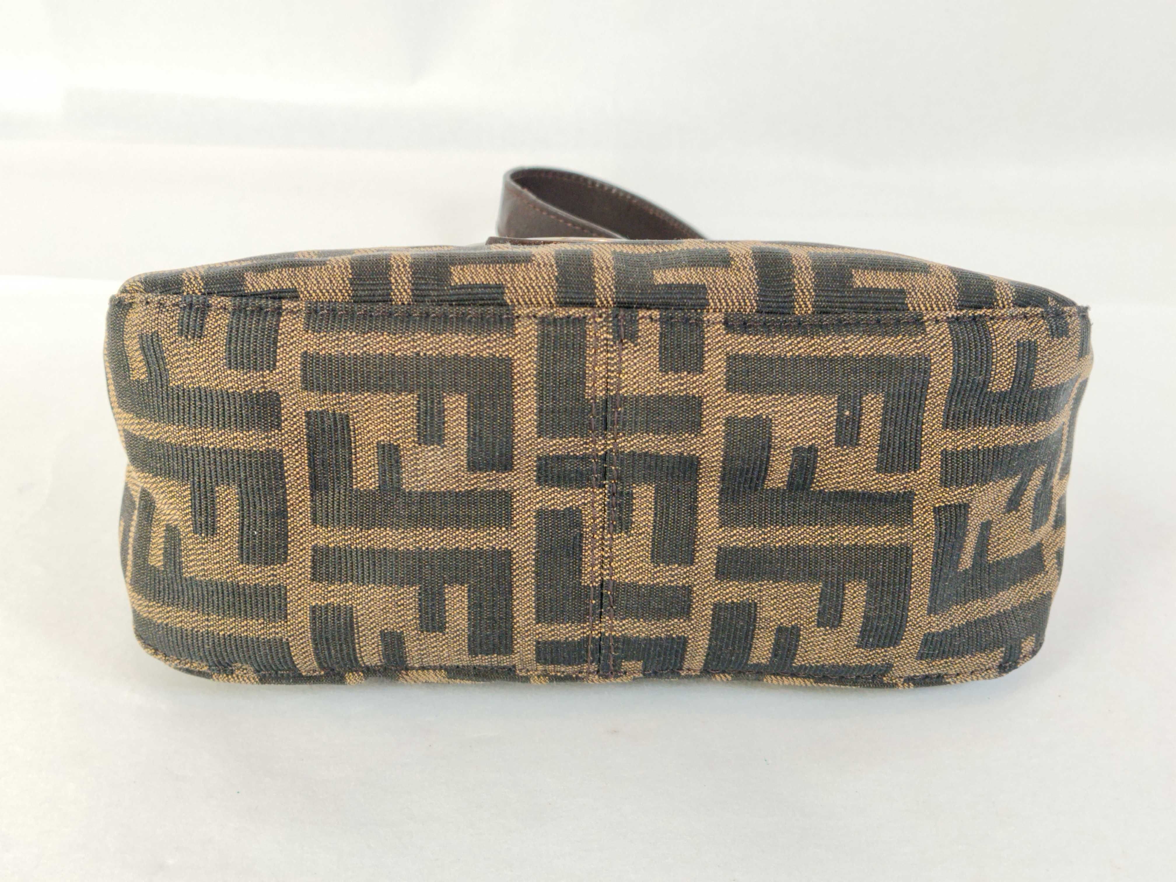 Zucca pattern Fendi Zucca handbag Canvas x leather handbag Brown handbag — view 7