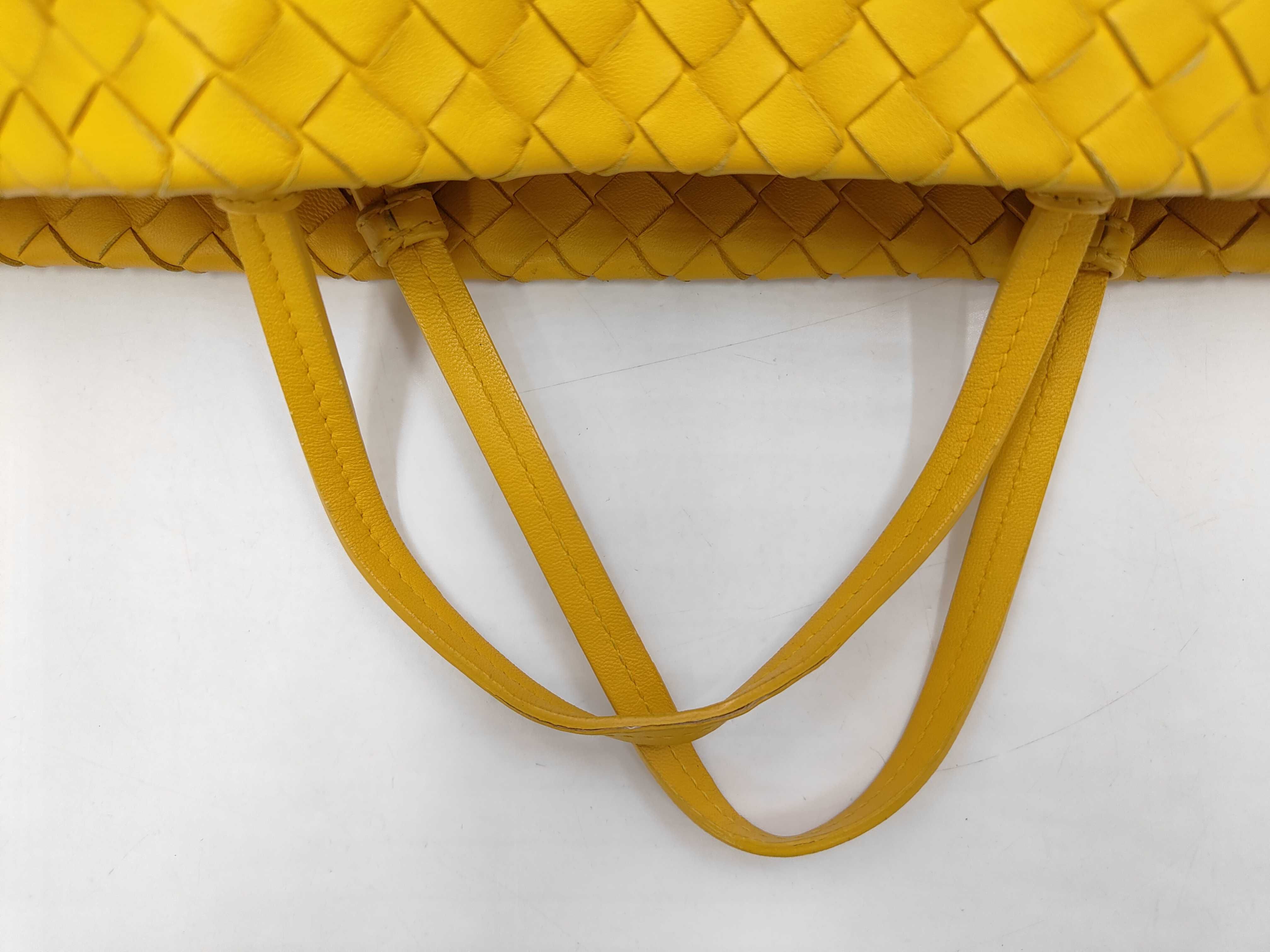 BV Intrecciato Yellow Leather Tote Bag — view 3