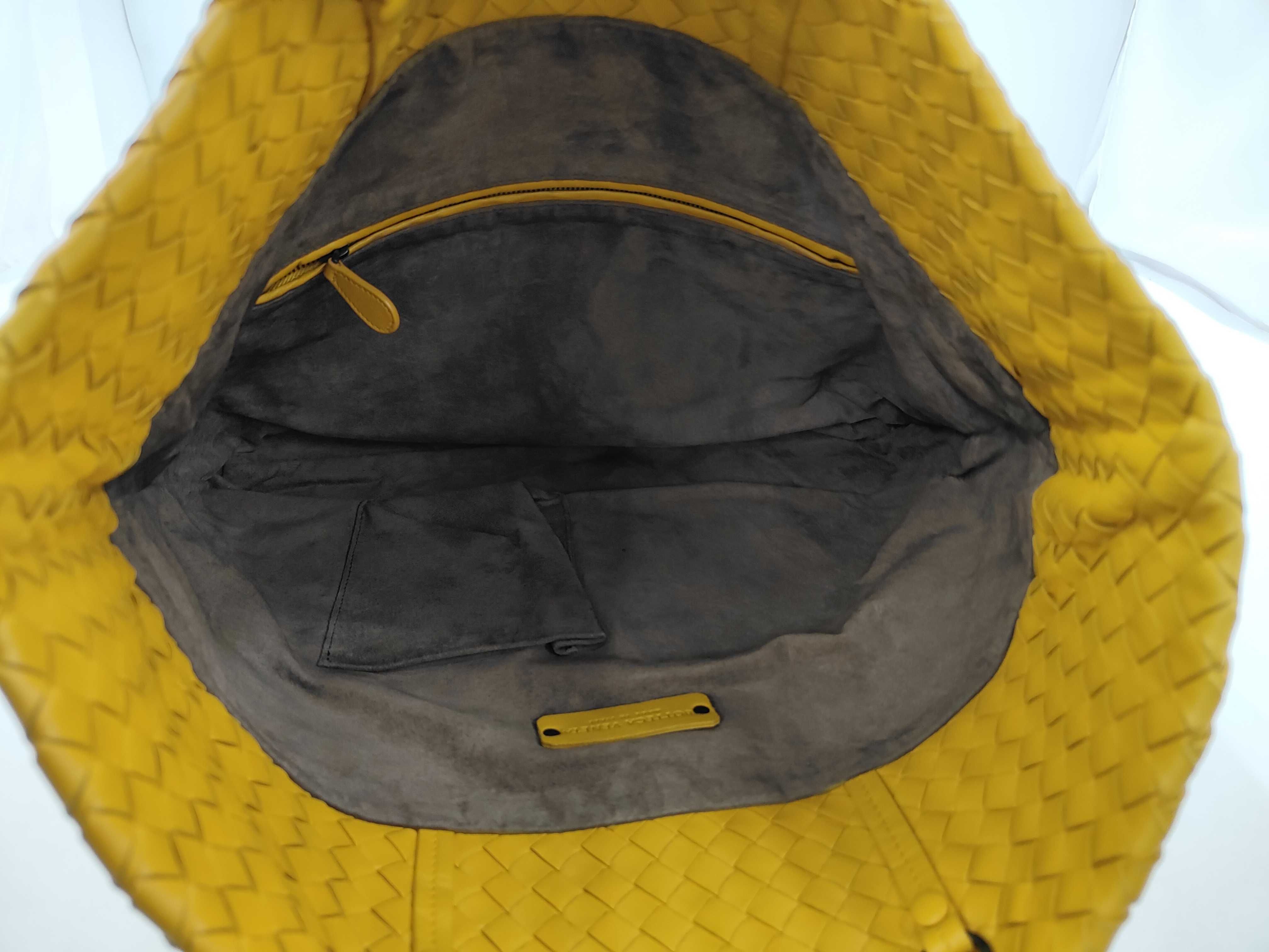 BV Intrecciato Yellow Leather Tote Bag — view 10