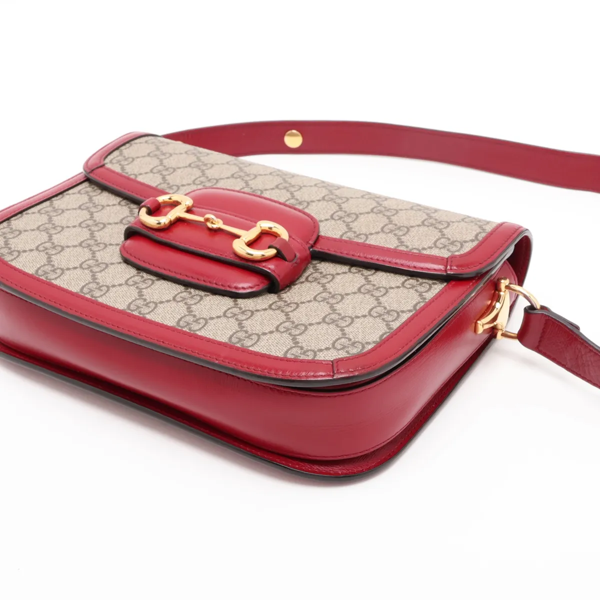 GG Supreme Horsebit 1955 PVC x Leather Shoulder Bag, Red, 602204 — view 3