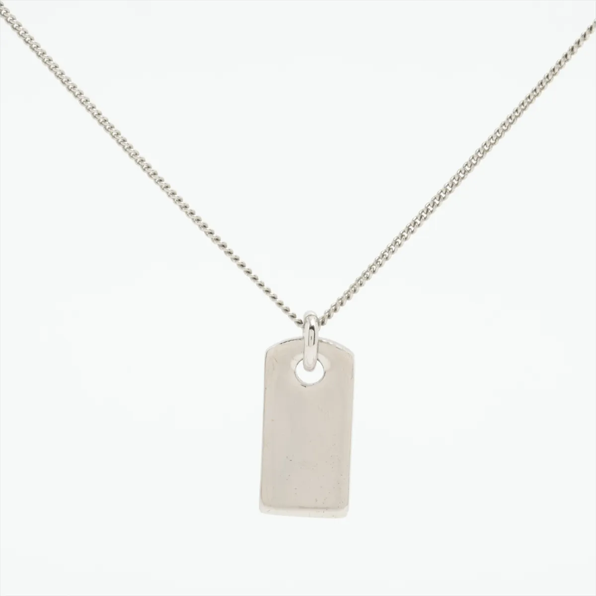 logo necklace, metal and rhinestones, silver. Shows signs of wear, — view 2