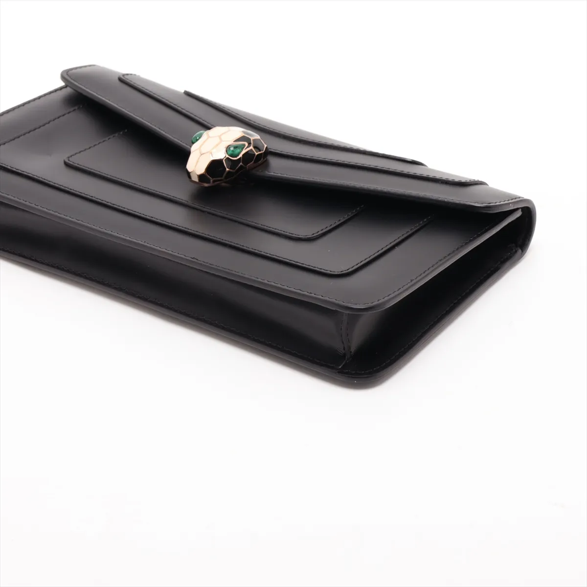 Serpenti Forever Leather Chain Shoulder Bag, Black — view 3