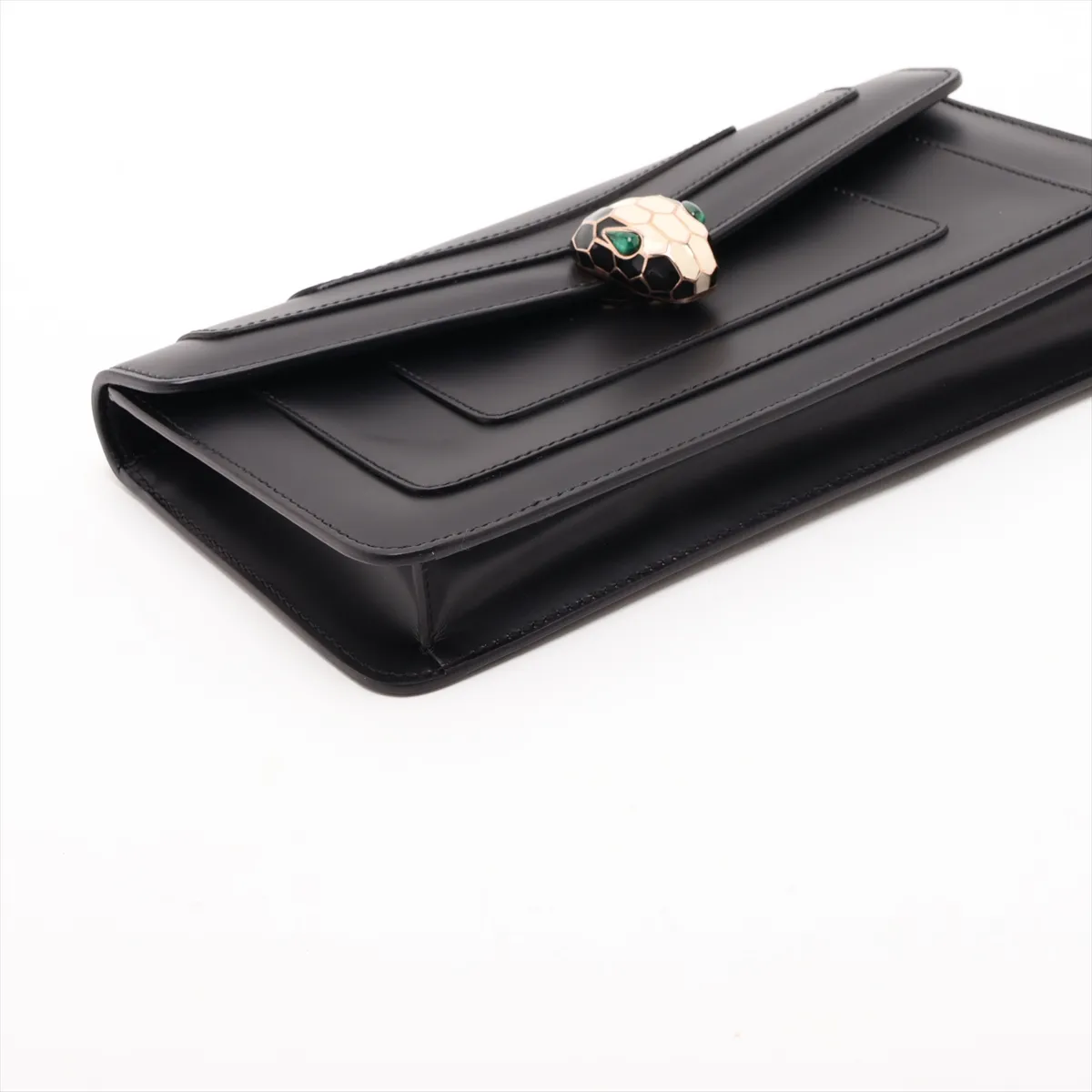 Serpenti Forever Leather Chain Shoulder Bag, Black — view 4