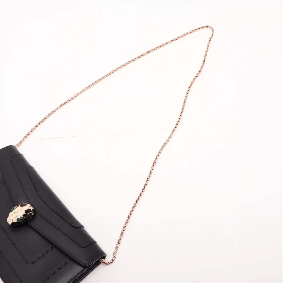 Serpenti Forever Leather Chain Shoulder Bag, Black — view 5