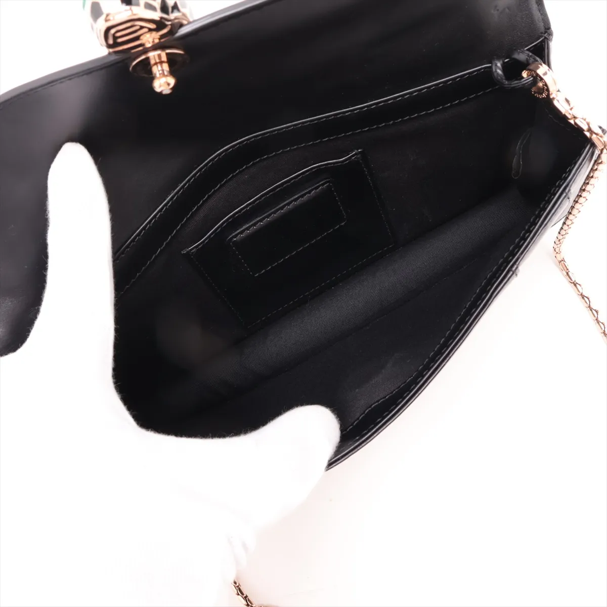 Serpenti Forever Leather Chain Shoulder Bag, Black — view 6