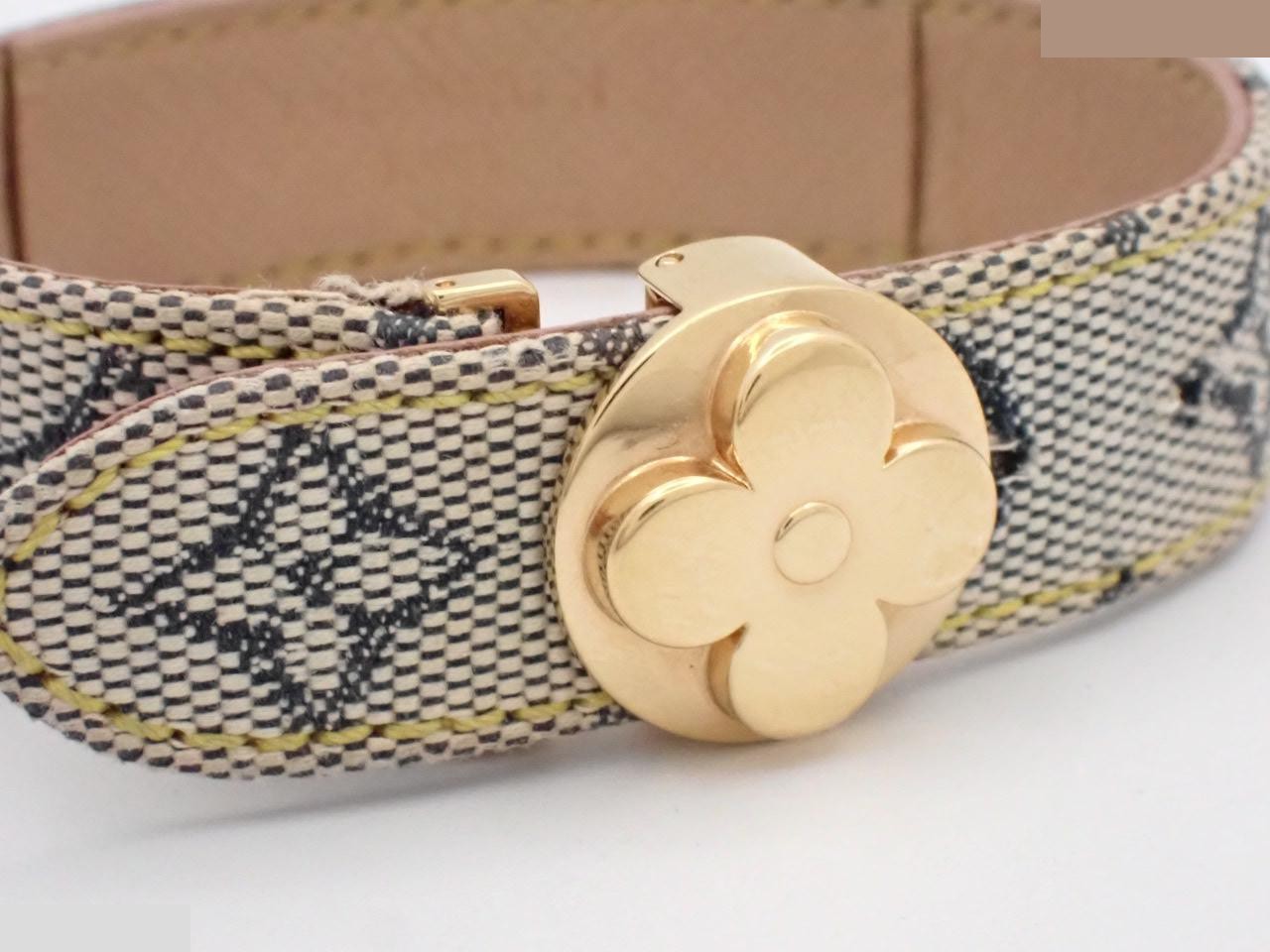 Monogram Mini (Precious Metal) Bracelet - Good Luck Bracelet - Denim — view 3