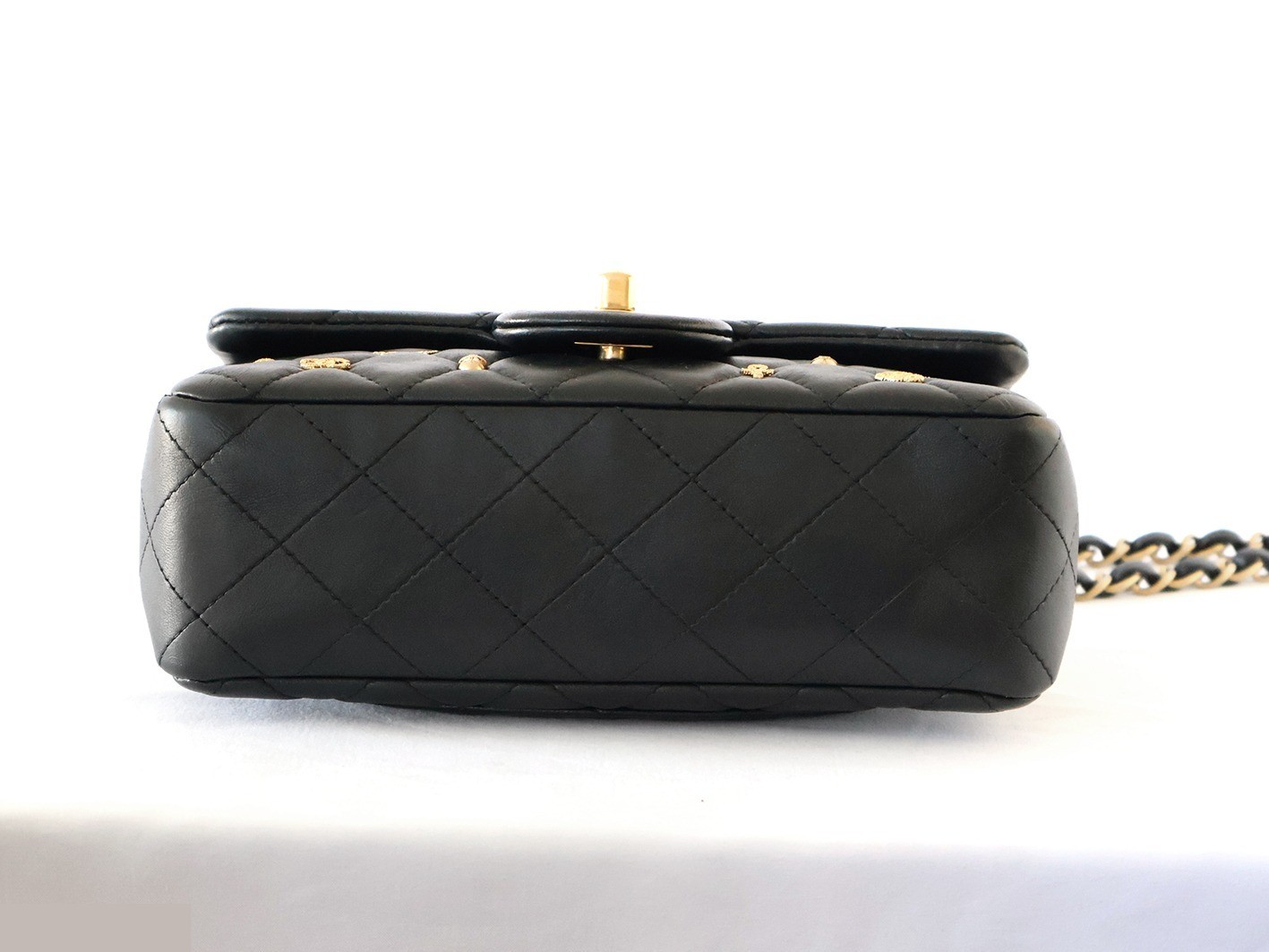 Mini Matelassé 20 Egypt Lambskin Chain Shoulder Bag, Black — view 5